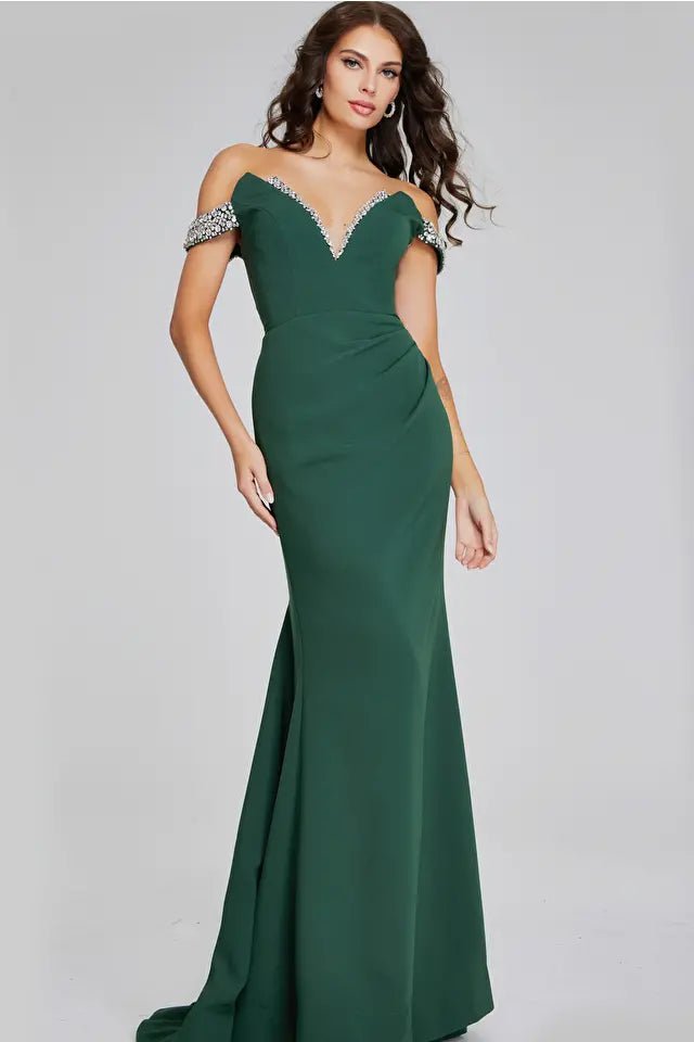 Jovani 42394 Elegant Off Shoulder Gown - Formal Evening Dress for Prom, Wedding & Black Tie Events
