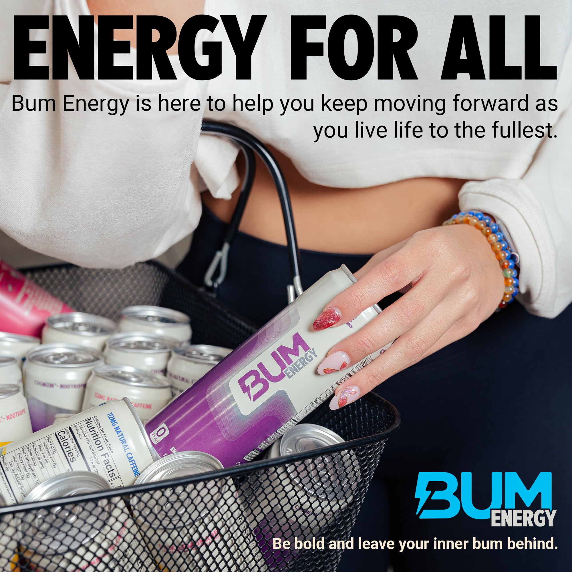 Sugar-Free Bum Energy Drinks - 12 Pack (355ml Each) | Low-Calorie Caffeine Boost for Workouts, Gaming & All-Nighters