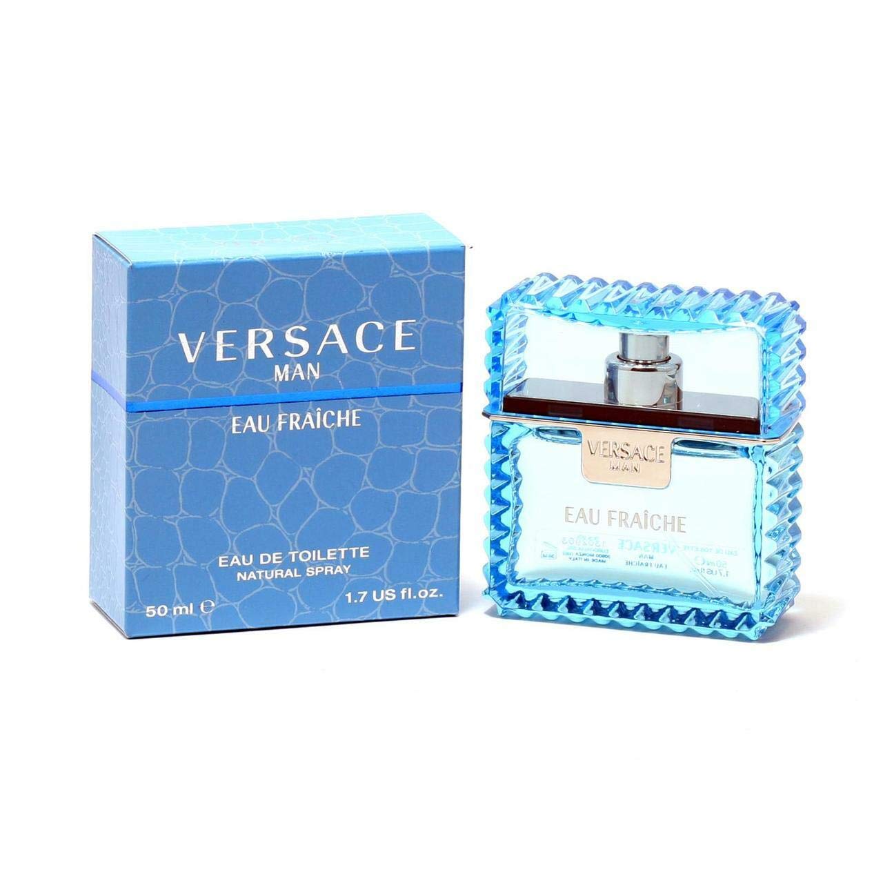 Versace Man Eau Fraiche EDT Spray for Men - 1.7 oz Fresh Citrus Aromatic Cologne | Perfect for Daytime Wear, Office & Summer Occasions