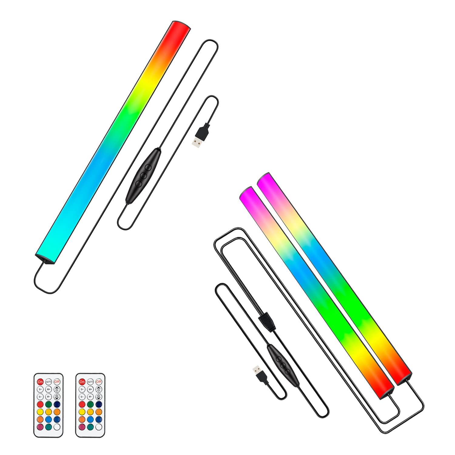 JUSJUBR 3-Pack 12-inch RGB LED Light Bars for Gaming Setup - Under Monitor Lighting, PC & Room Decor - USB-Powered Color Changing Desk Lights for Gaming, Streaming & Home Office Workspace