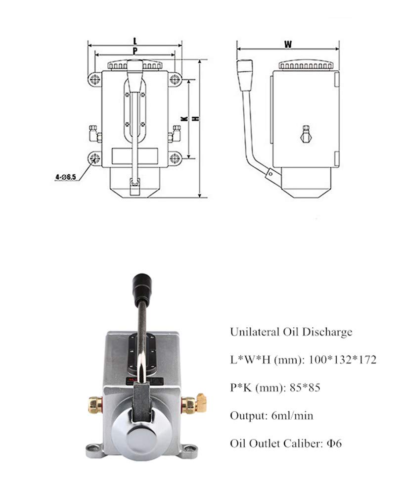 MXBAOHENG Manual Lubrication Pump - Hand Operated Oil Pump for Machine Tools, Engraving & Punch Presses (Y-6 Unilateral Oil Discharge Φ6) - Ideal for Workshop Maintenance & Industrial Equipment Lubrication