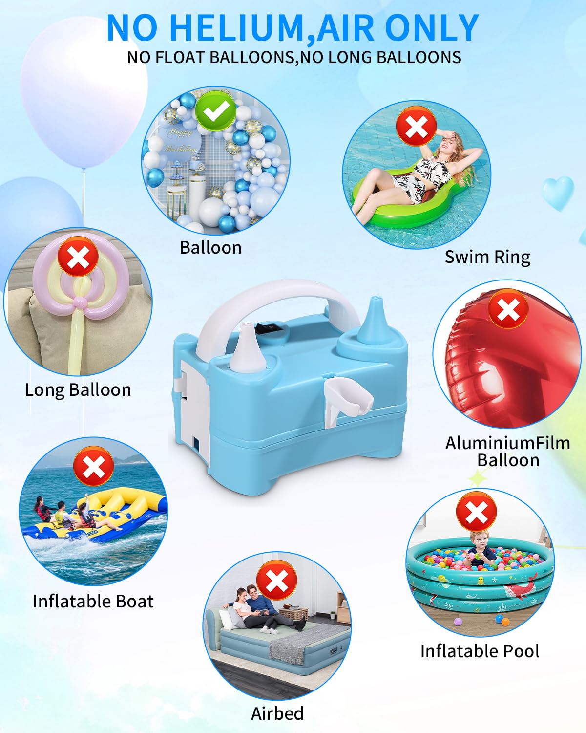 Electric Balloon Pump 400W 220V - Fast & Powerful Balloon Inflator for Weddings, Birthdays, Parties, Baby Showers & Events - Perfect for Latex & Foil Balloons Decoration