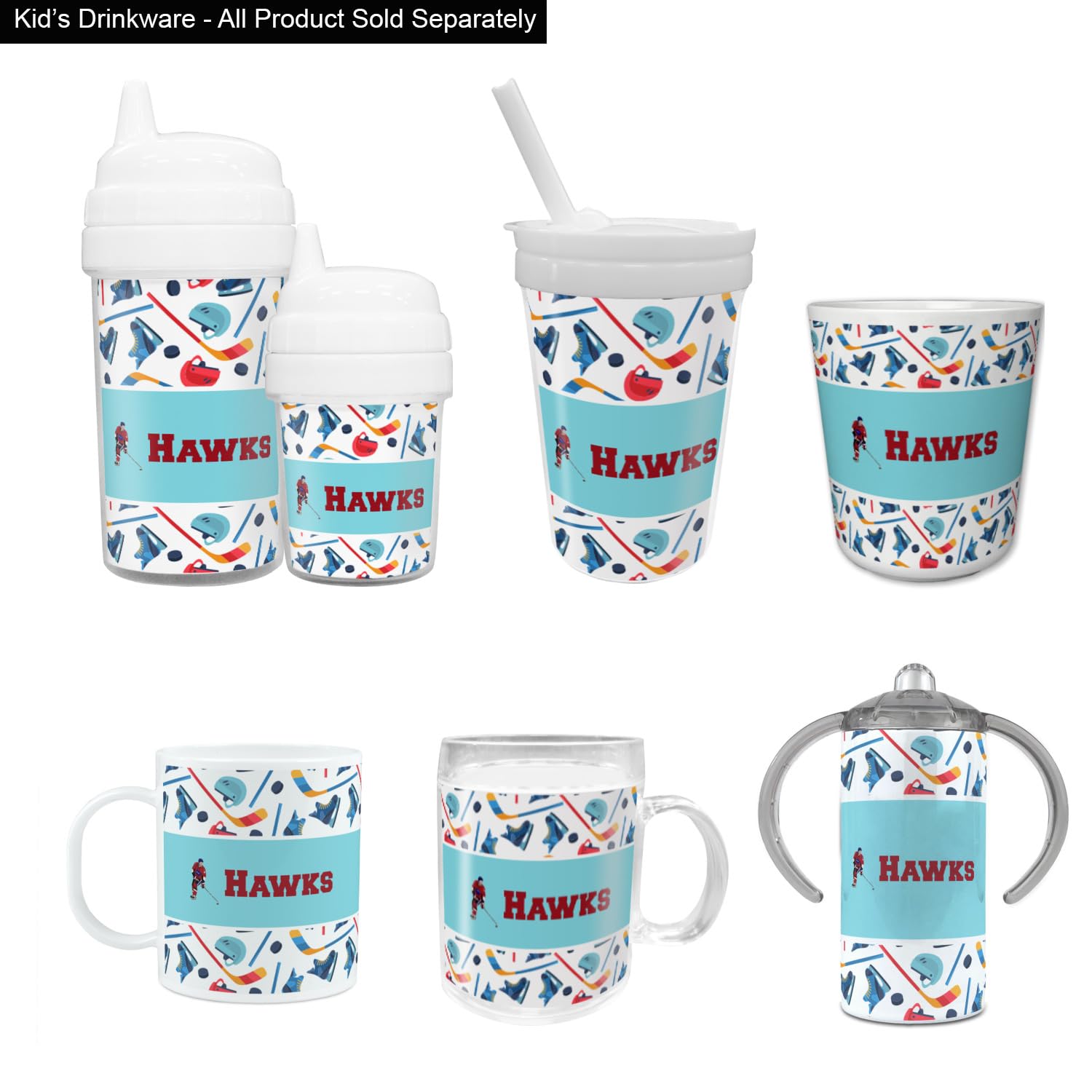 Custom 6oz Plastic Hockey Tumbler - Personalized Sports Drink Cup with Lid & Straw - Perfect for Hockey Games, Team Parties & Outdoor Activities