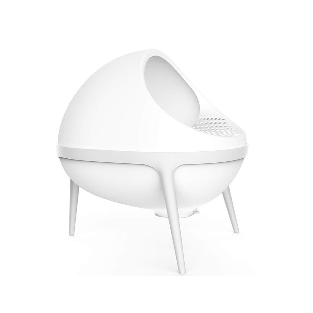 liushop Large Semi-Enclosed Cat Litter Box - White Creative Pet Toilet with High Walls, Odor Control Cat Litter Pan for Indoor Cats - Perfect for Small Spaces & Multi-Cat Homes