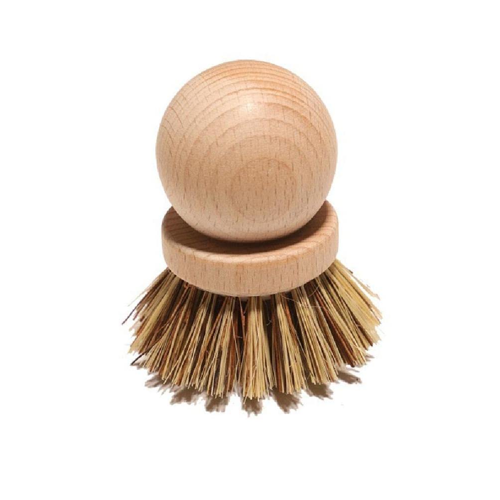 Mini Cleaning Brush with Wood Handle - Scrubber & Oil Remover for Kitchen, Pots, Bowls & Dishes - Handheld Cleaner for Home Use - Perfect for Tough Stains & Daily Dishwashing