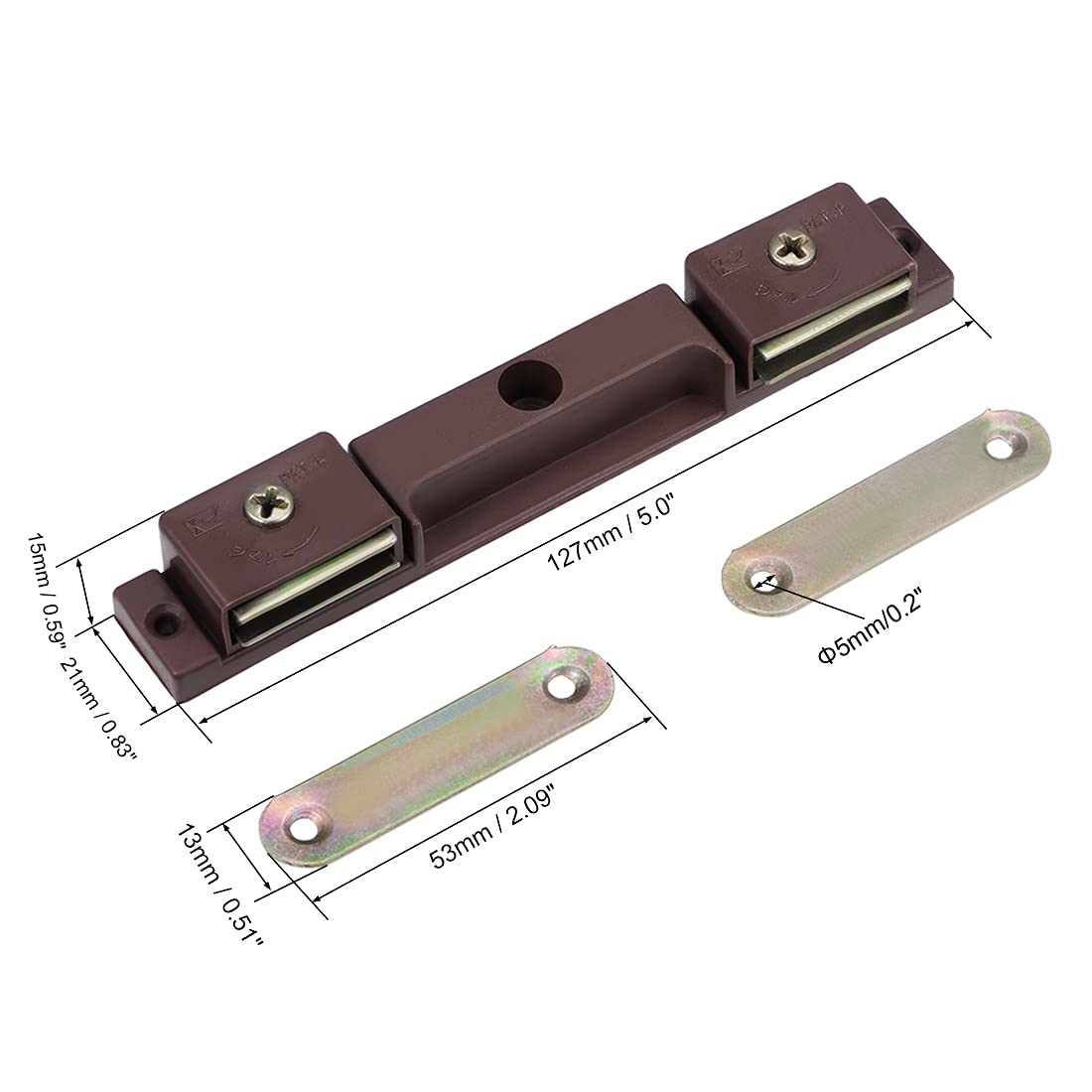 uxcell 4PCS Brown Double Magnetic Latches Catch for Furniture Cabinet Door Closet - Secure Cabinet Doors, Organize Kitchen & Wardrobe Storage