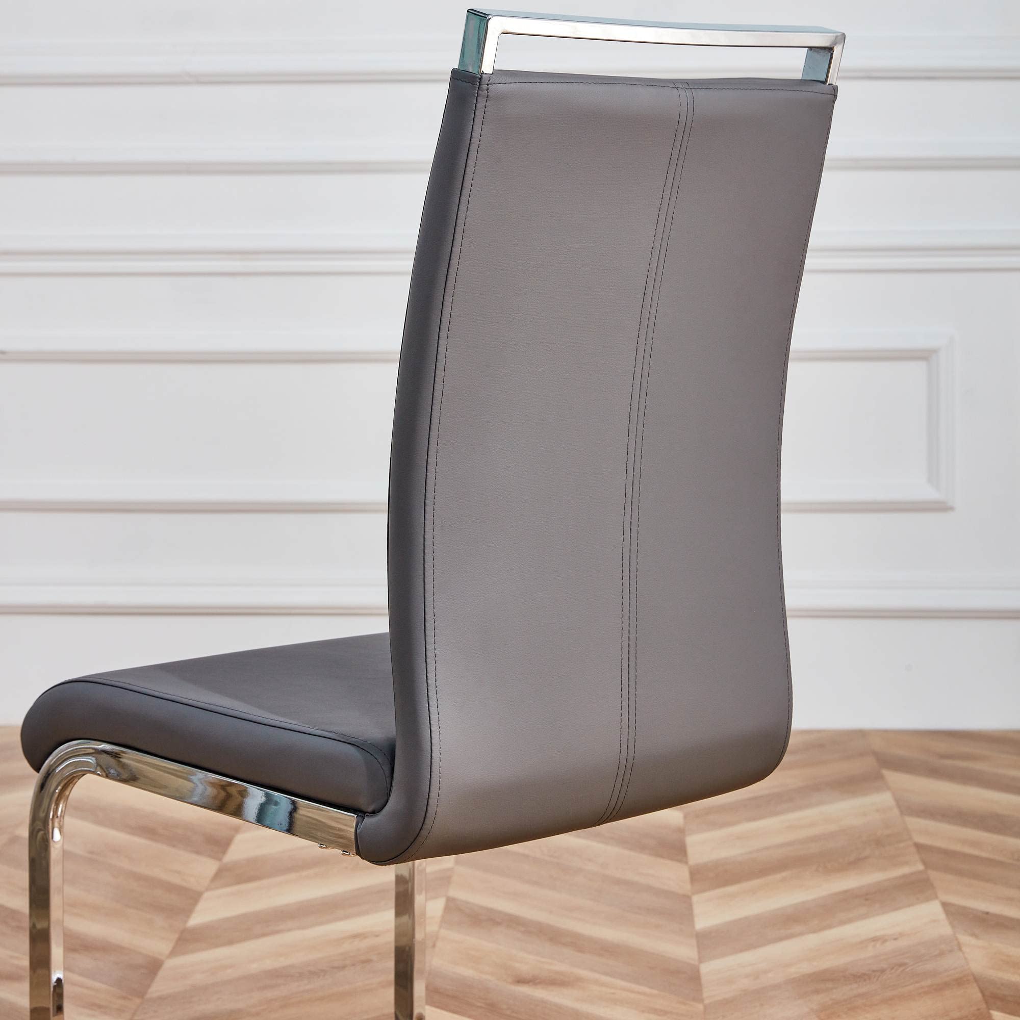 Baysitone Modern Dining Chairs Set of 4 - Faux Leather Padded High Back Kitchen & Dining Room Chairs - Comfortable Grey Side Chairs for Home, Restaurant, Office Use