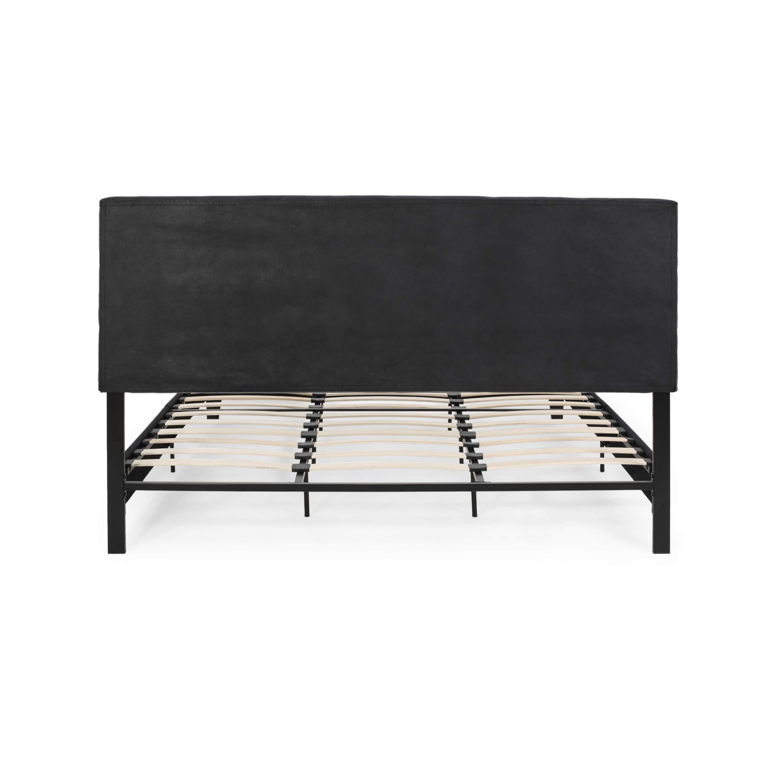 GDFStudio Contemporary Upholstered King Bed Frame with Platform - Black Upholstery | Modern Bedroom Furniture for Master Suite, Guest Room & Apartment