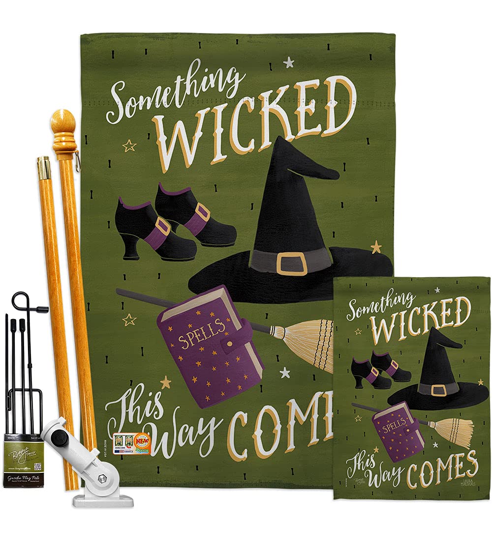 Halloween Decorative Vertical Flag Set - Large & Small House & Garden Flags with Hardware | Spooky Fall Outdoor Decor for Halloween Party & Yard Decorations