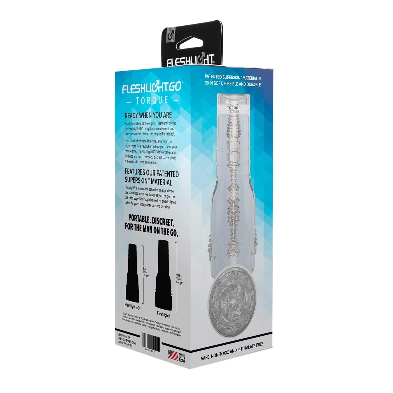 Fleshlight Go Torque Clear Male Masturbator - Discreet & Realistic Male Sex Toy for Solo Pleasure & Stress Relief