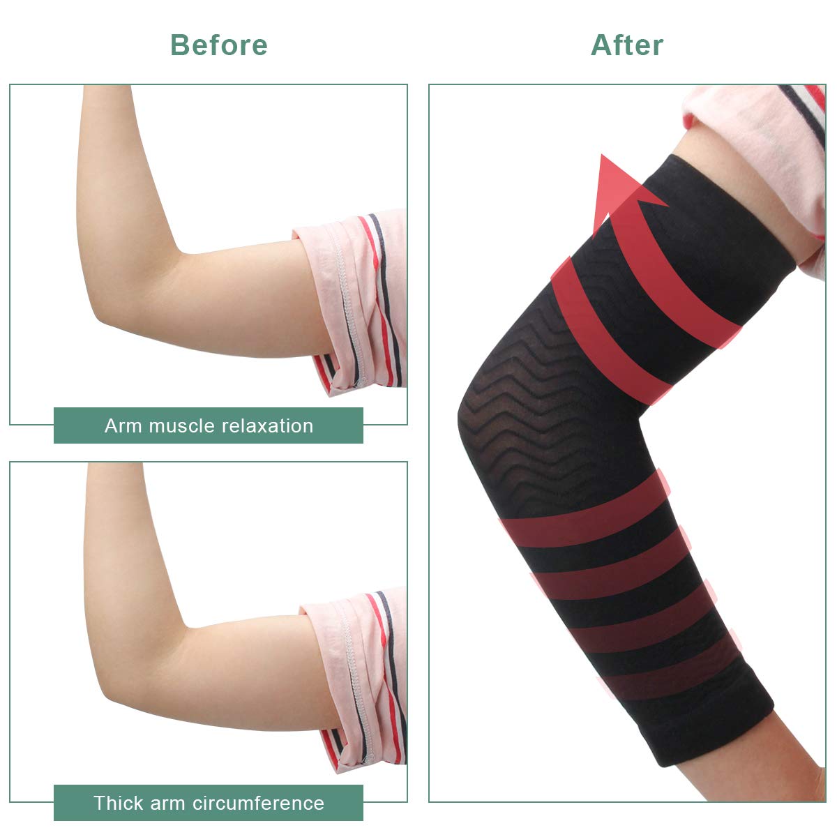 AHIER 2-Pair Slimming Compression Arm Sleeves for Women - Tone & Shape Arms, Reduce Arm Fat - Perfect for Workouts, Yoga & Everyday Wear