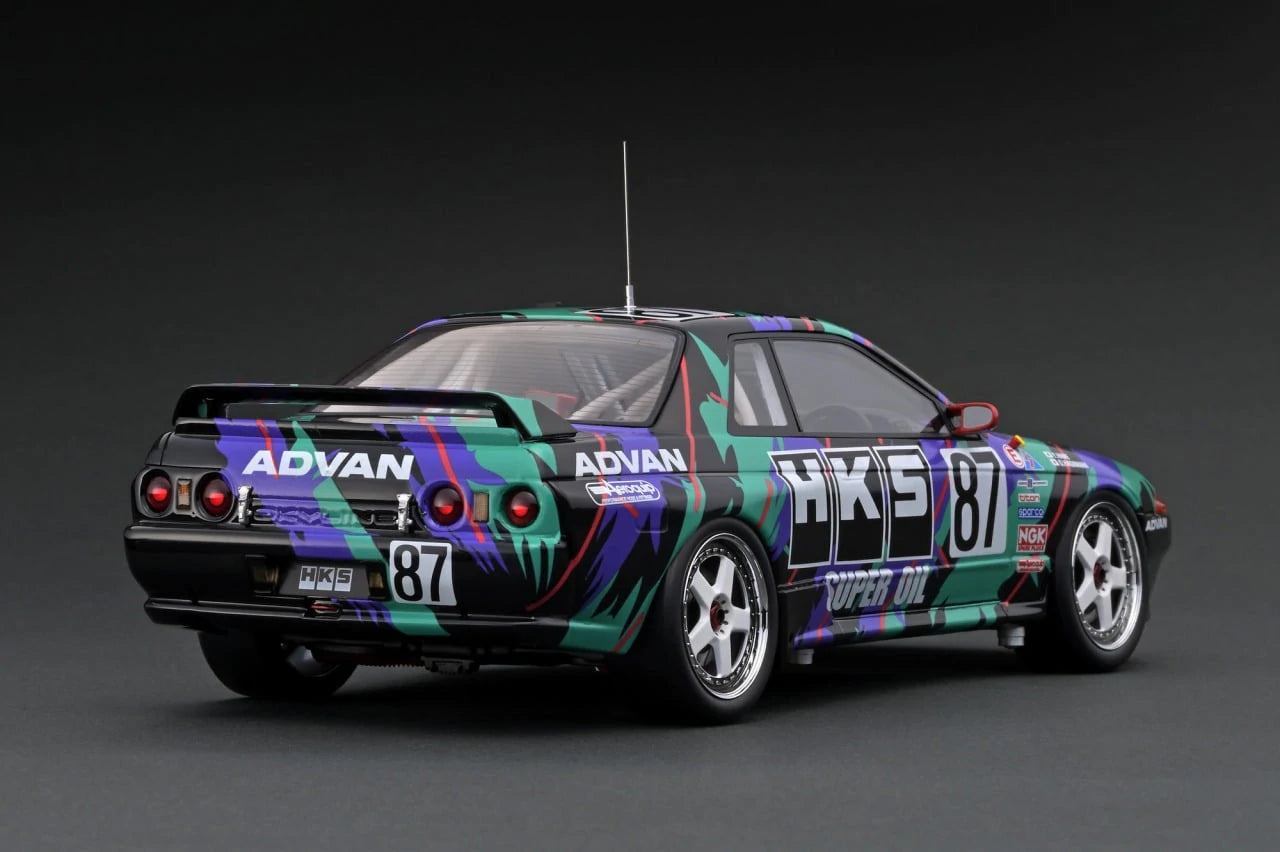 1:18 Scale Nissan Skyline GT-R BNR32 Diecast Model Car - HKS JTC #87 Racing Edition - Collectible Vehicle for Display & Racing Enthusiasts - Perfect for Home Office Decor, Car Shows & Gift Giving