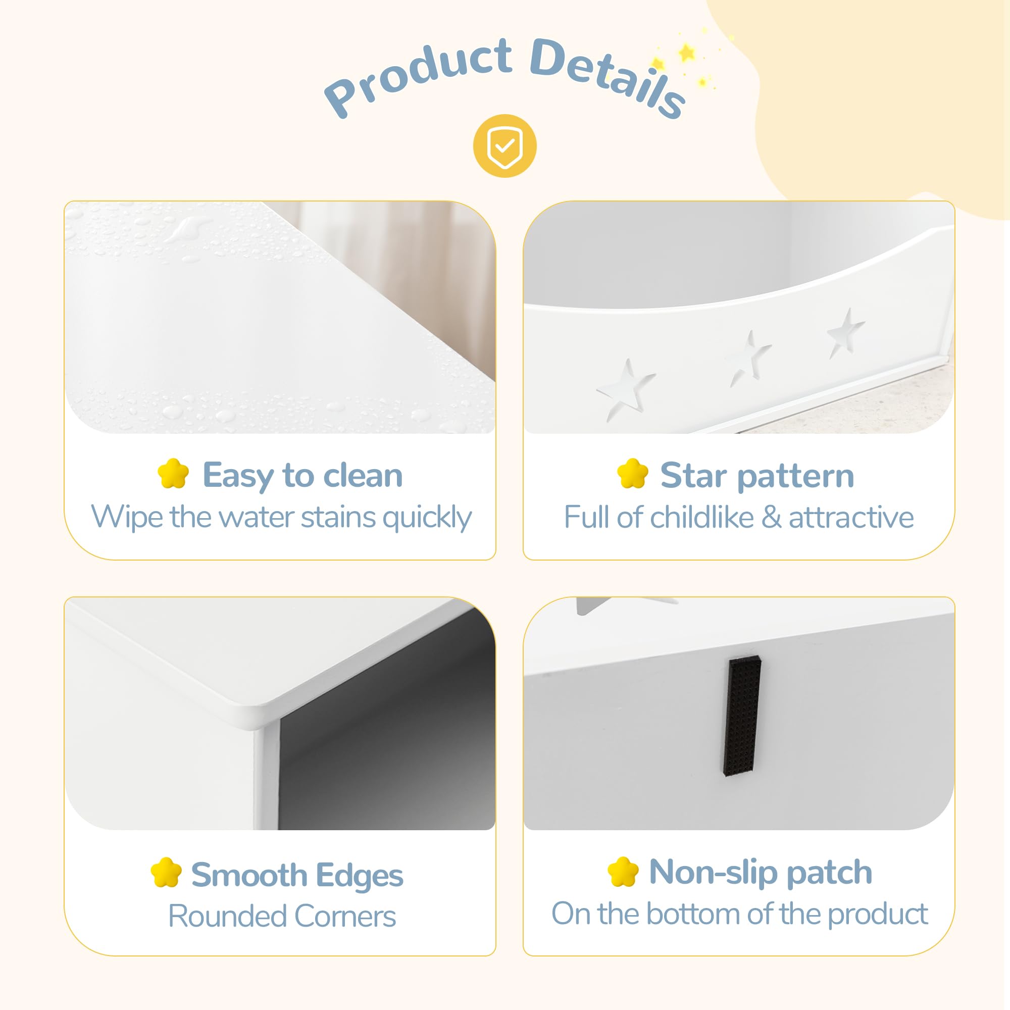 Wooden Kids Bookshelf with 5 Cube Storage - 3-Tier Open Bookcase & Toy Organizer, Star Pattern Design for Nursery, Playroom, Bedroom (White) | Perfect for Organizing Children's Books, Toys & Decor in Home or Classroom