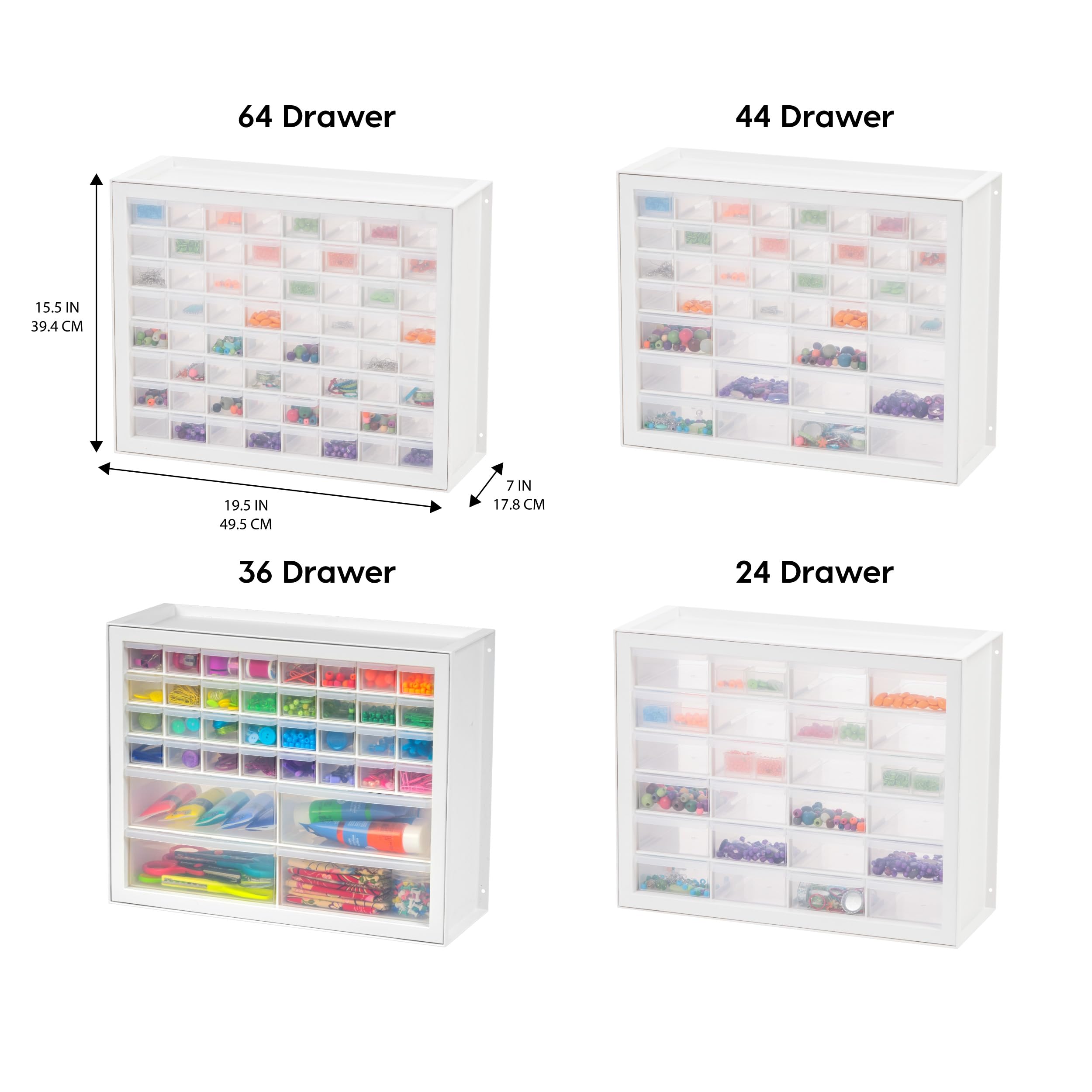 IRIS USA 36-Drawer Small Parts Organizer Cabinet - Screw, Nut, Bolt & Electronic Component Storage for Garage, Workshop, Craft Room & Office - White Tool Chest for Hardware, Beads, Scrapbooking & Hobby Supplies
