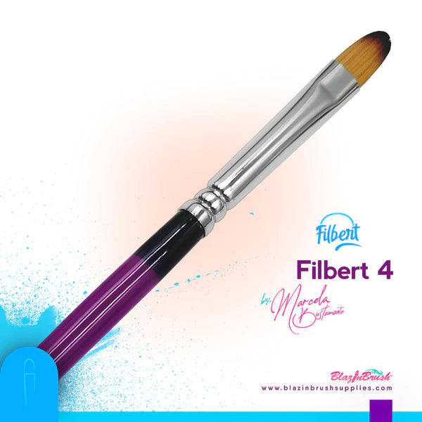 Blazin Brush Filbert 4 - Professional Artist Paint Brush for Oil & Acrylic Painting - Perfect for Canvas, Wood & Fabric Art Projects