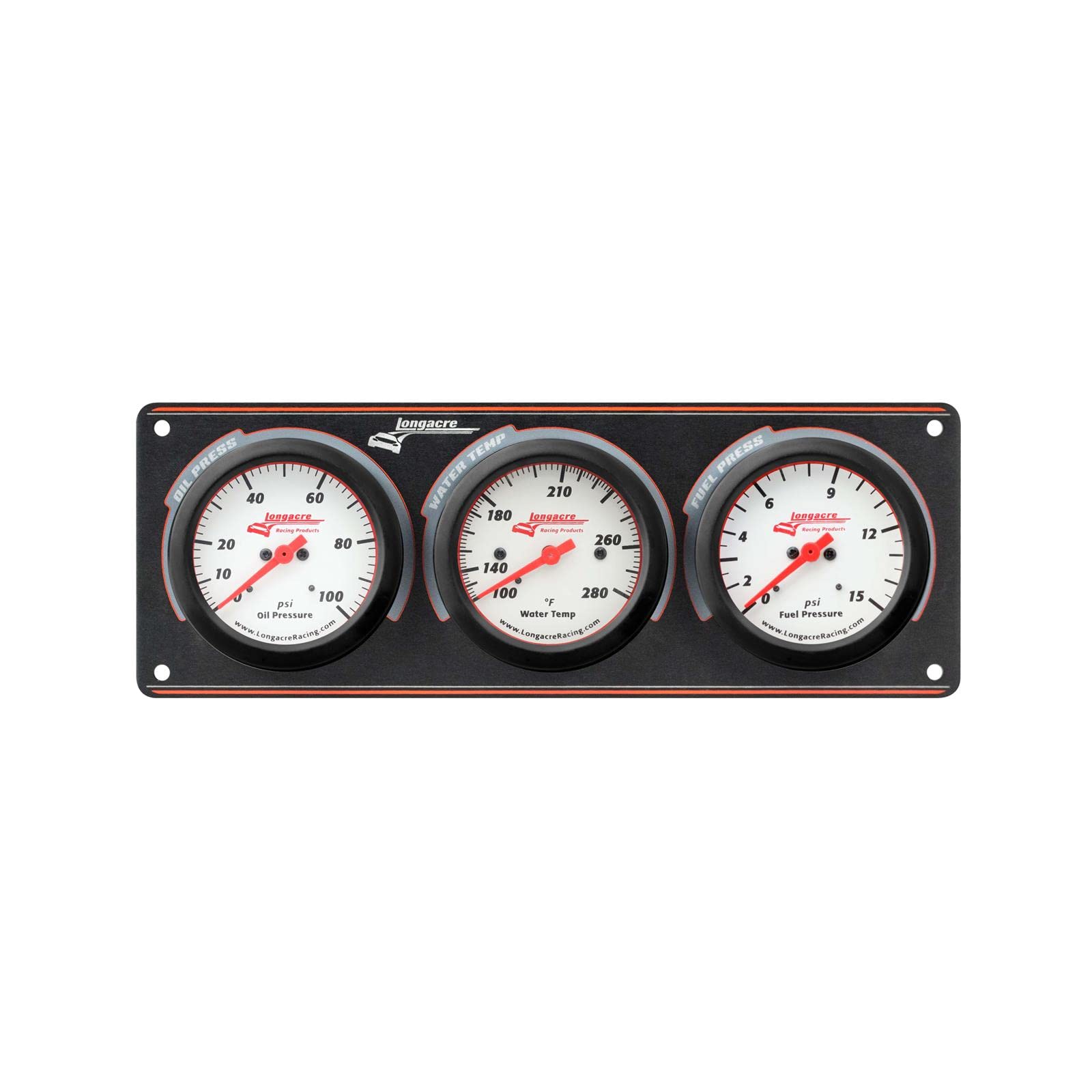Longacre 52-46914 Sportsman Elite 3 Gauge Panel - Oil, Water & Fuel Gauges for Racing & Performance Cars | Track & Street Use