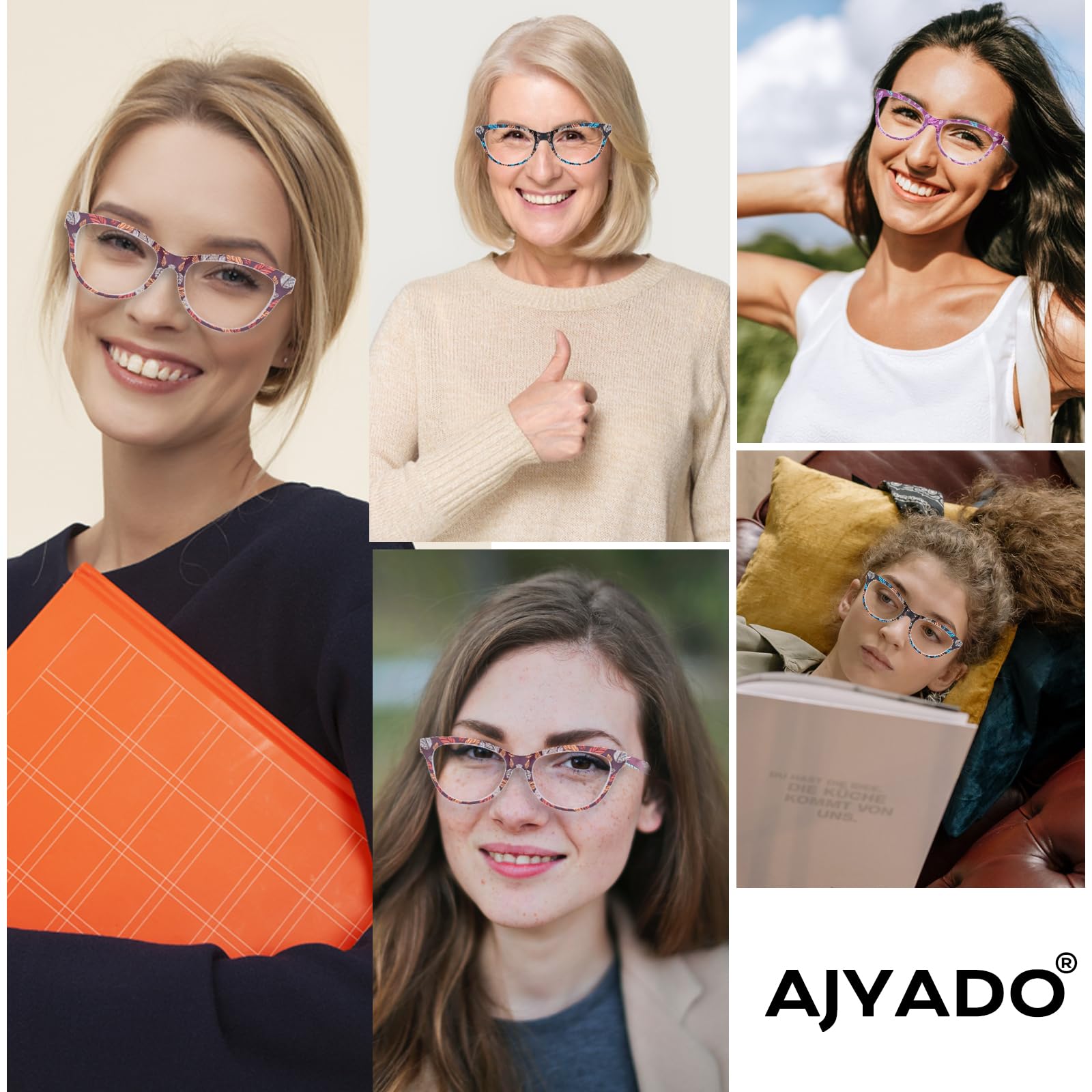 Reading Glasses for Women & Men - 3 Pairs of Fashionable Readers with Case - Perfect for Reading, Computer Use & Everyday Activities