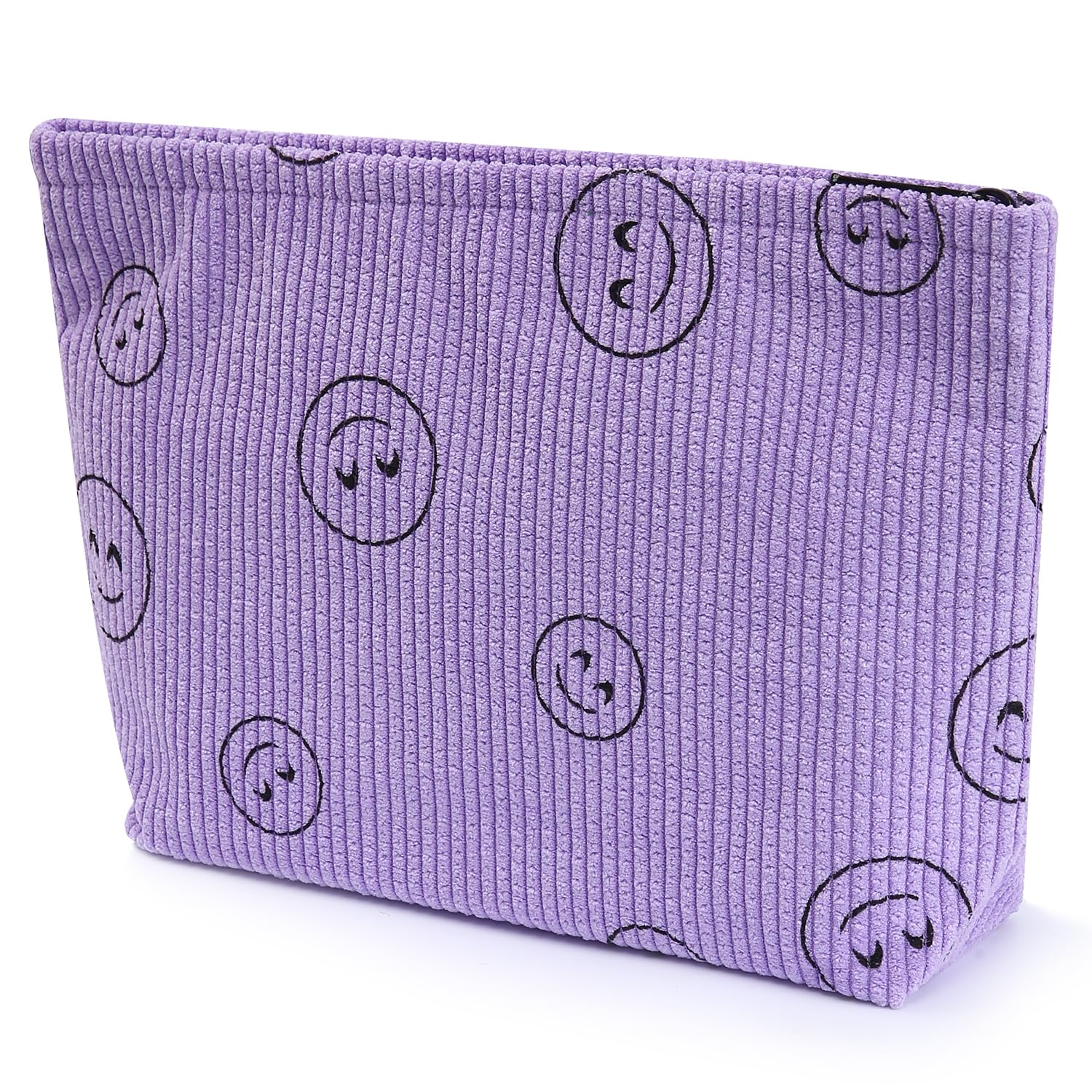 Preppy Cute Corduroy Makeup Bag for Women - Travel Cosmetic & Toiletry Organizer (Full Purple) - Perfect for Vacation, Gym, and Daily Essentials Storage