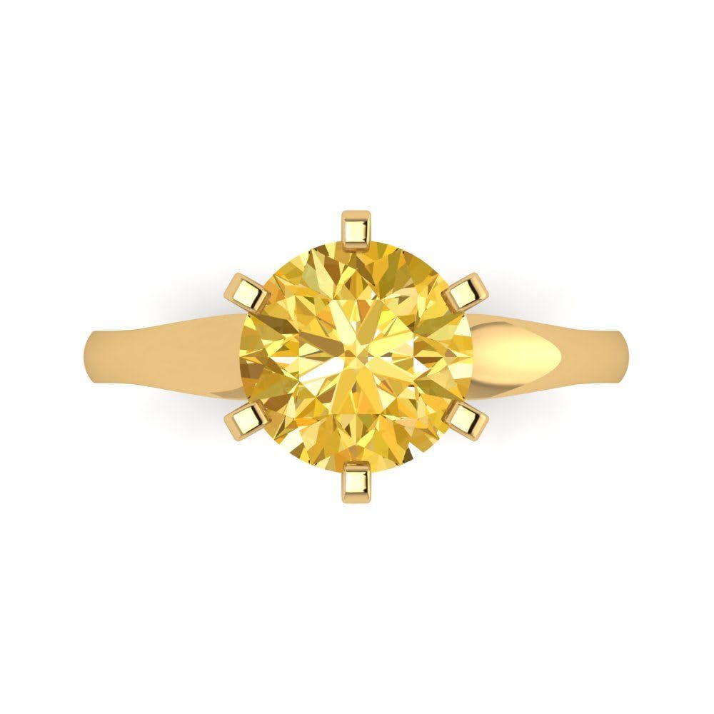 18K Gold Citrine Engagement Ring - 2.50ct Round Cut Solitaire for Bridal & Anniversary Gifts