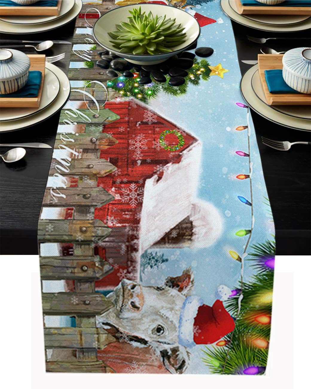 Bloomhouse Christmas Table Runner & Halloween Decorations Truck - 13x90In Holiday Kitchen & Dining Table Decor for Home, Outdoor Fall Decorations | Perfect for Thanksgiving, Christmas, and Halloween Parties