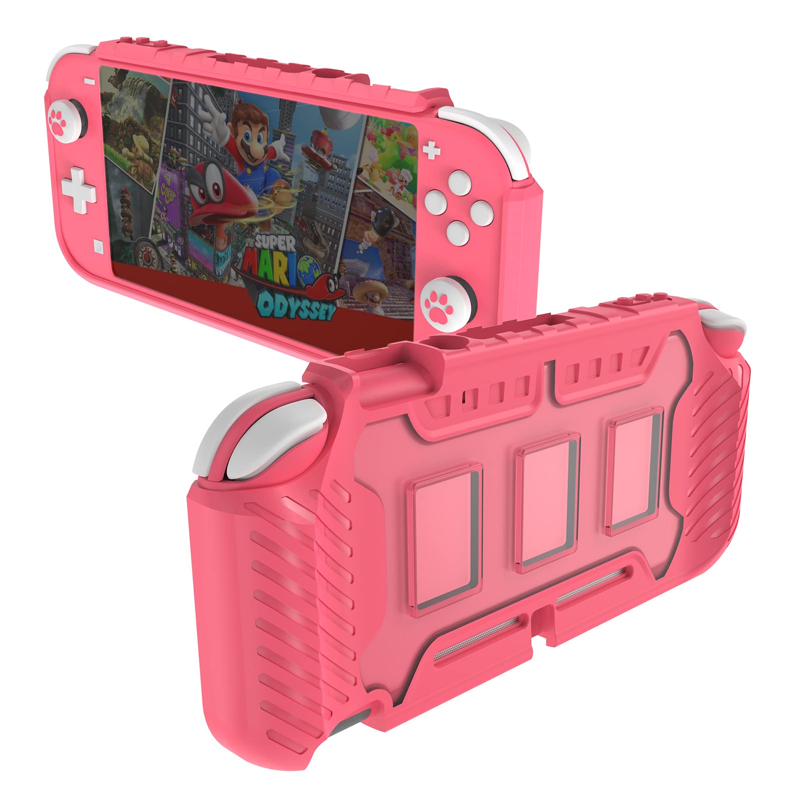 KIWIHOME Pink Protective Hard Case for Nintendo Switch Lite - TPU Cover with Thumb Grip Caps | Cute Gaming Accessory for Girls | Perfect for Travel, Home & On-the-Go Gaming (Pink)