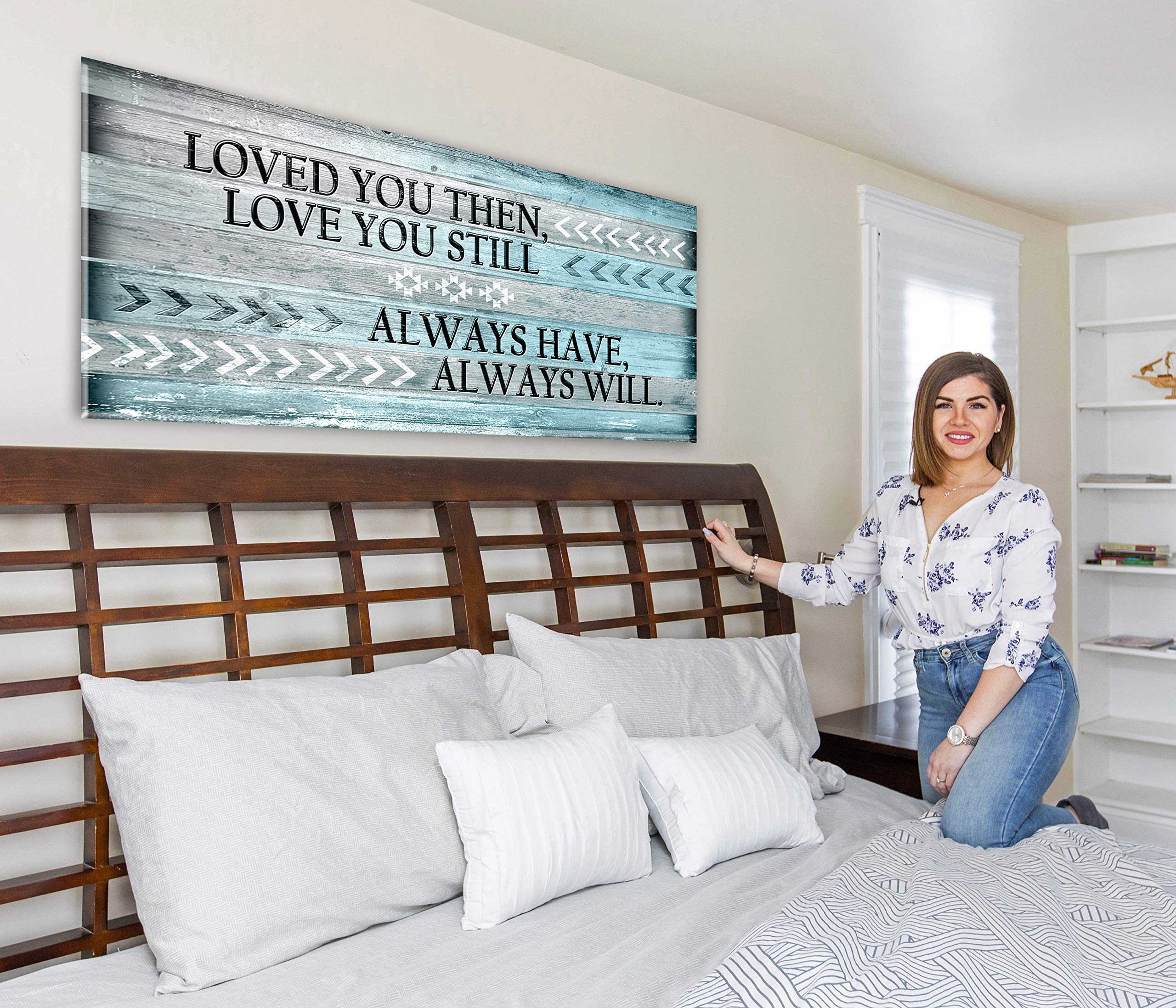 Rustic Bedroom Decor - Love You Still Wall Art for Couples | Valentine's Day Gifts for Her | Farmhouse Home Decor (Teal, 60x27) | Perfect for Anniversary, Wedding & Romantic Bedroom Decorations