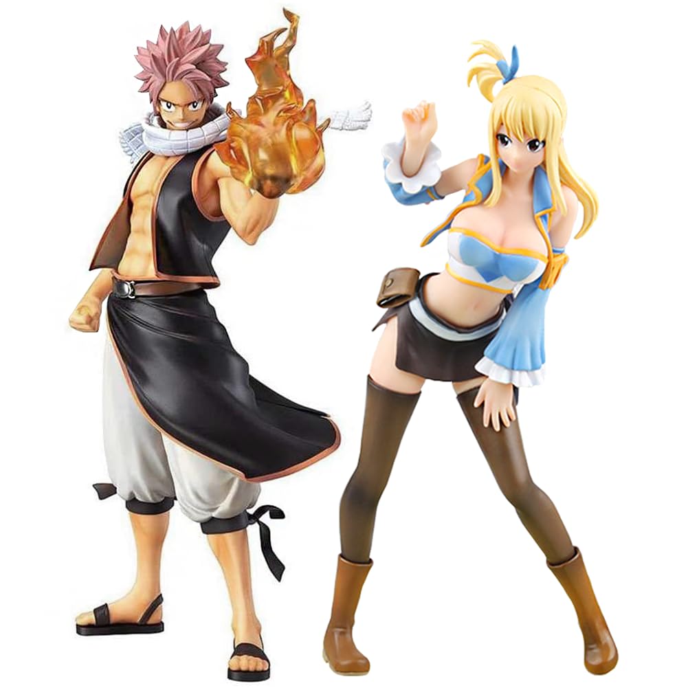 Fairy Tail Lucy & Natsu PVC Anime Figure Statue - Collectible Fairy Tail Merchandise, Desk Decor, Christmas Decoration for Anime Fans & Gift Ideas