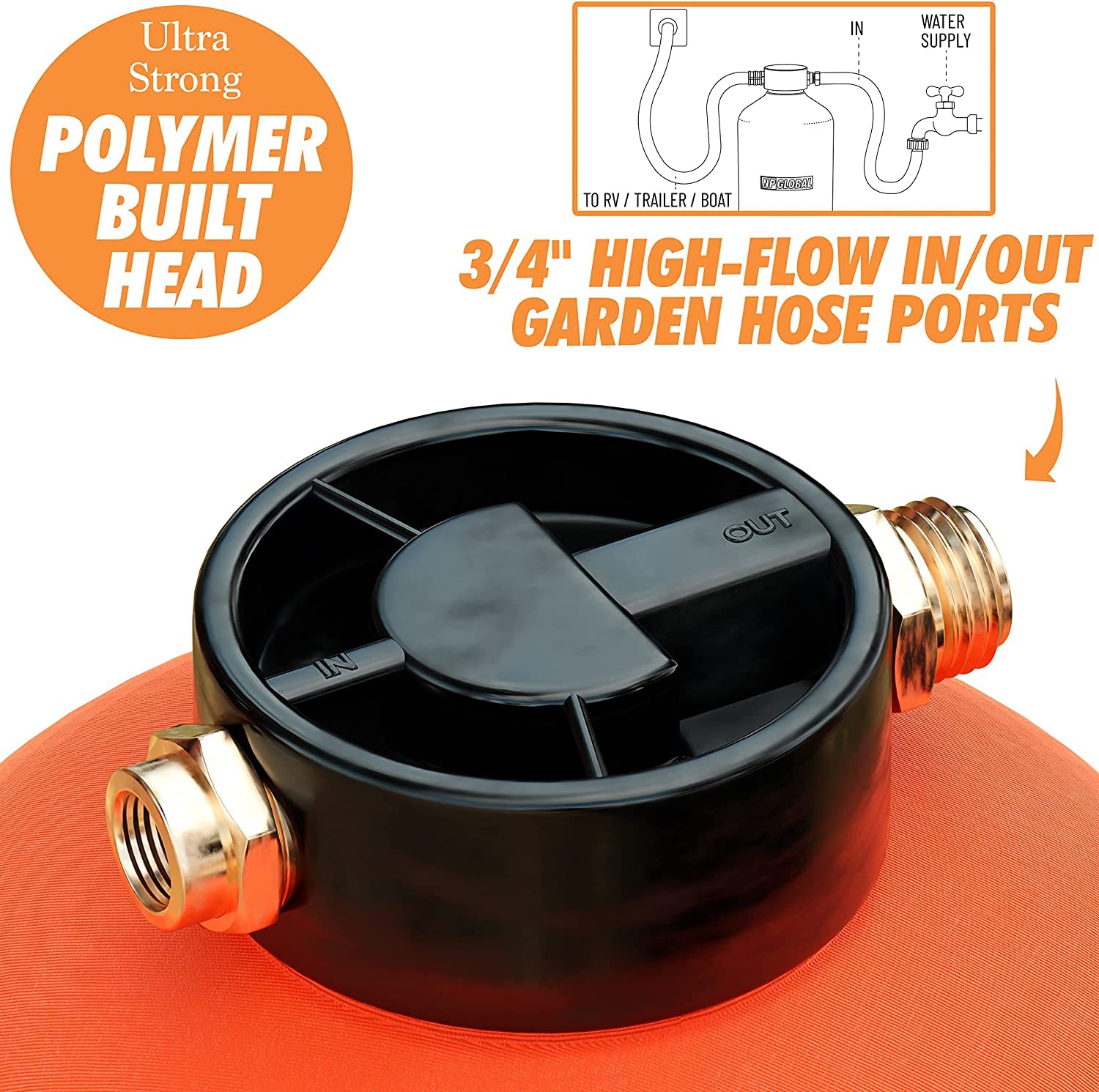 Portable RV Water Softener - 16,000 Grain Capacity with 3/4