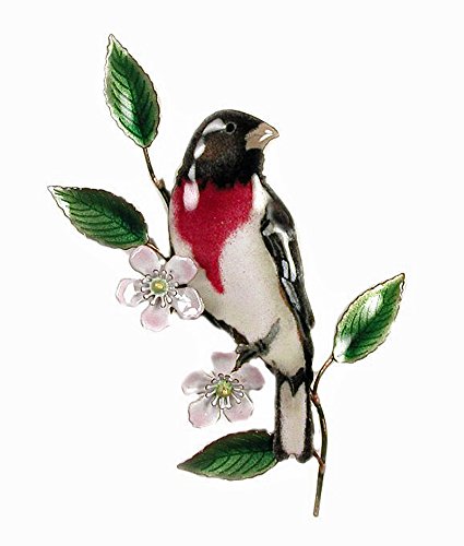 Rose Breasted Grosbeak Metal Wall Sculpture - Handmade Bird Wall Art Decor for Living Room, Bedroom & Office - Unique Home & Garden Decoration