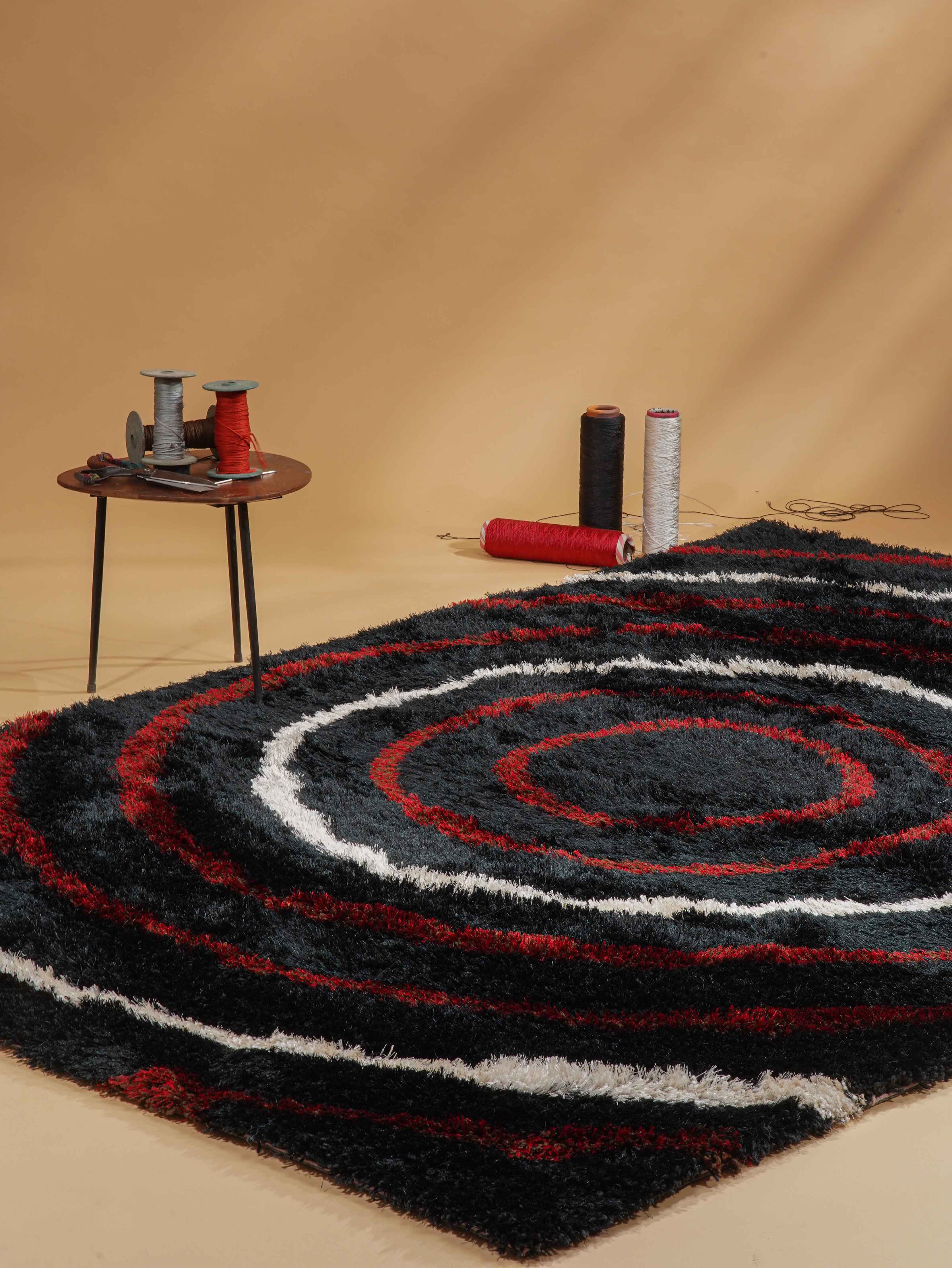 Fractal Design Hand Tufted Wool Area Rug - Non-Slip Living Room Carpet for Bedroom, Office & Home Decor