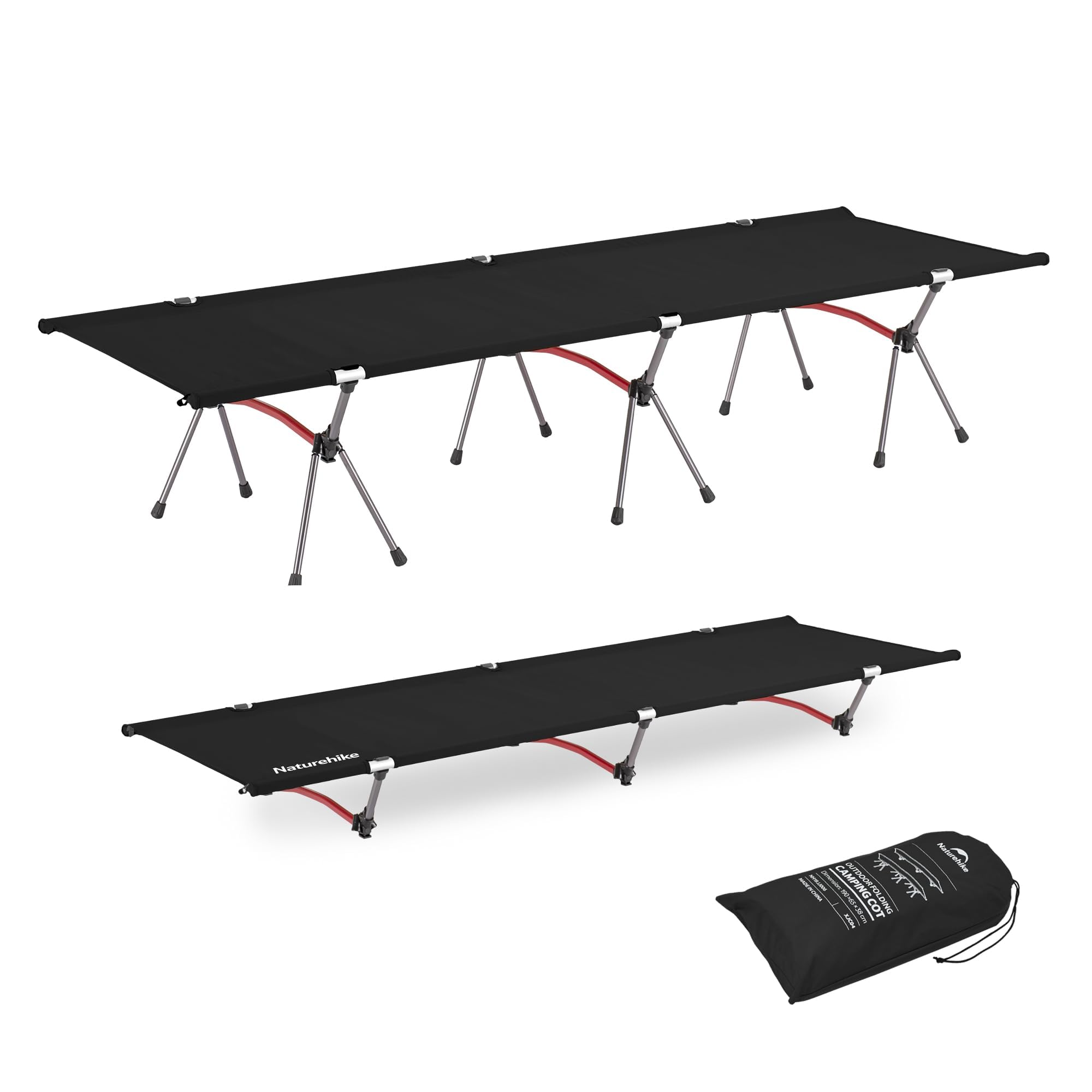 Naturehike ArmyWild Camping Cot with Leg Extenders - Ultralight Folding Backpacking Cot Supports 330lbs - Portable Camping Bed for Outdoor Adventures, Hiking, Travel & Home Use - Perfect for Camping, Backpacking & Emergency Preparedness