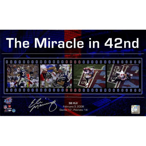 Eli Manning Autographed New York Giants The Miracle in 42nd Filmstrip Collage 10x17 Photo - Limited Edition Collectible for Football Fans, Sports Memorabilia Display, Man Cave Decor