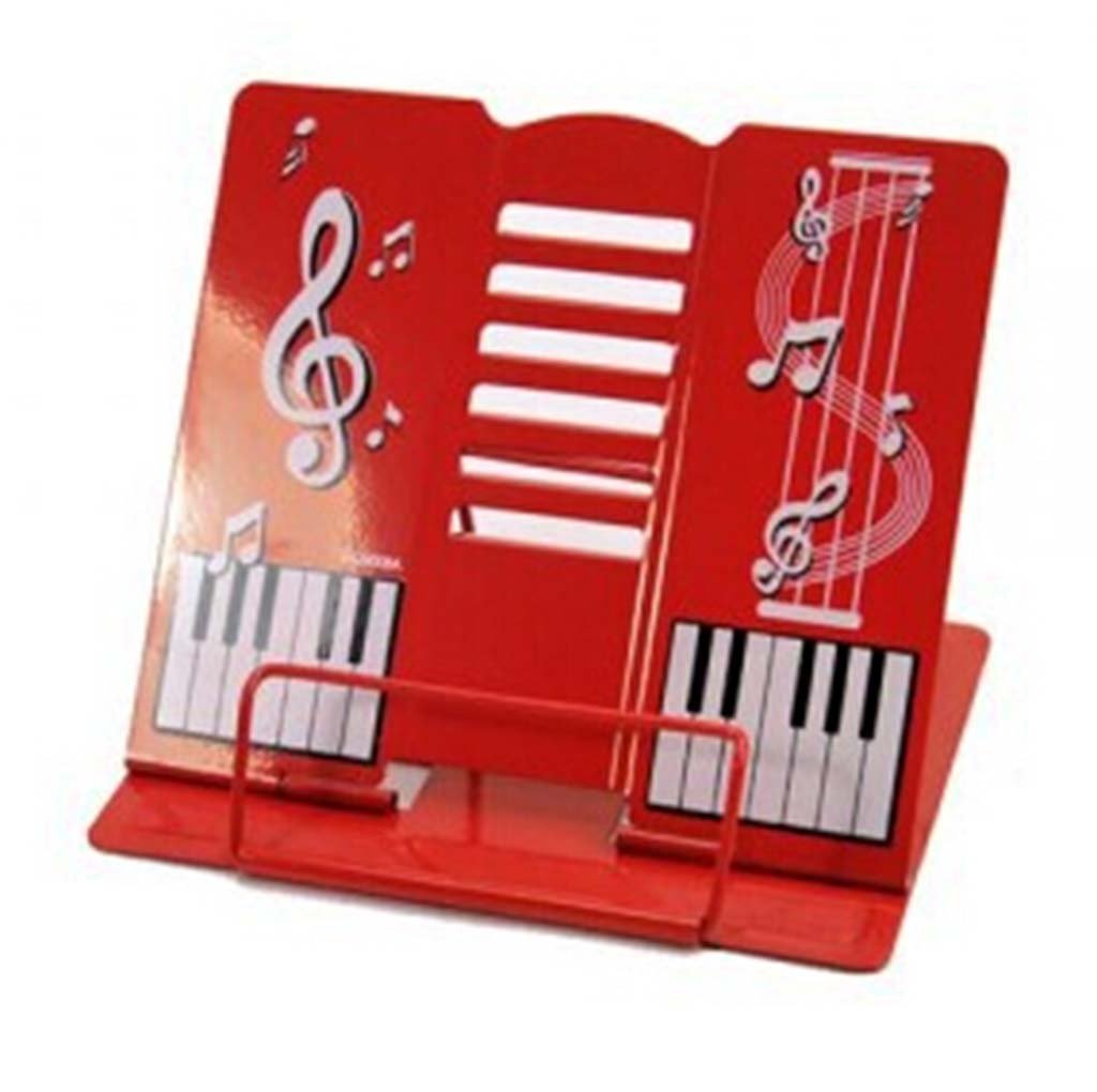 Premium Piano Book Stand & Holder - Adjustable for Large Textbooks, Sheet Music & Documents - Sturdy Desk Bookrest for Reading & Display (Red) - Perfect for Musicians, Students & Office Use