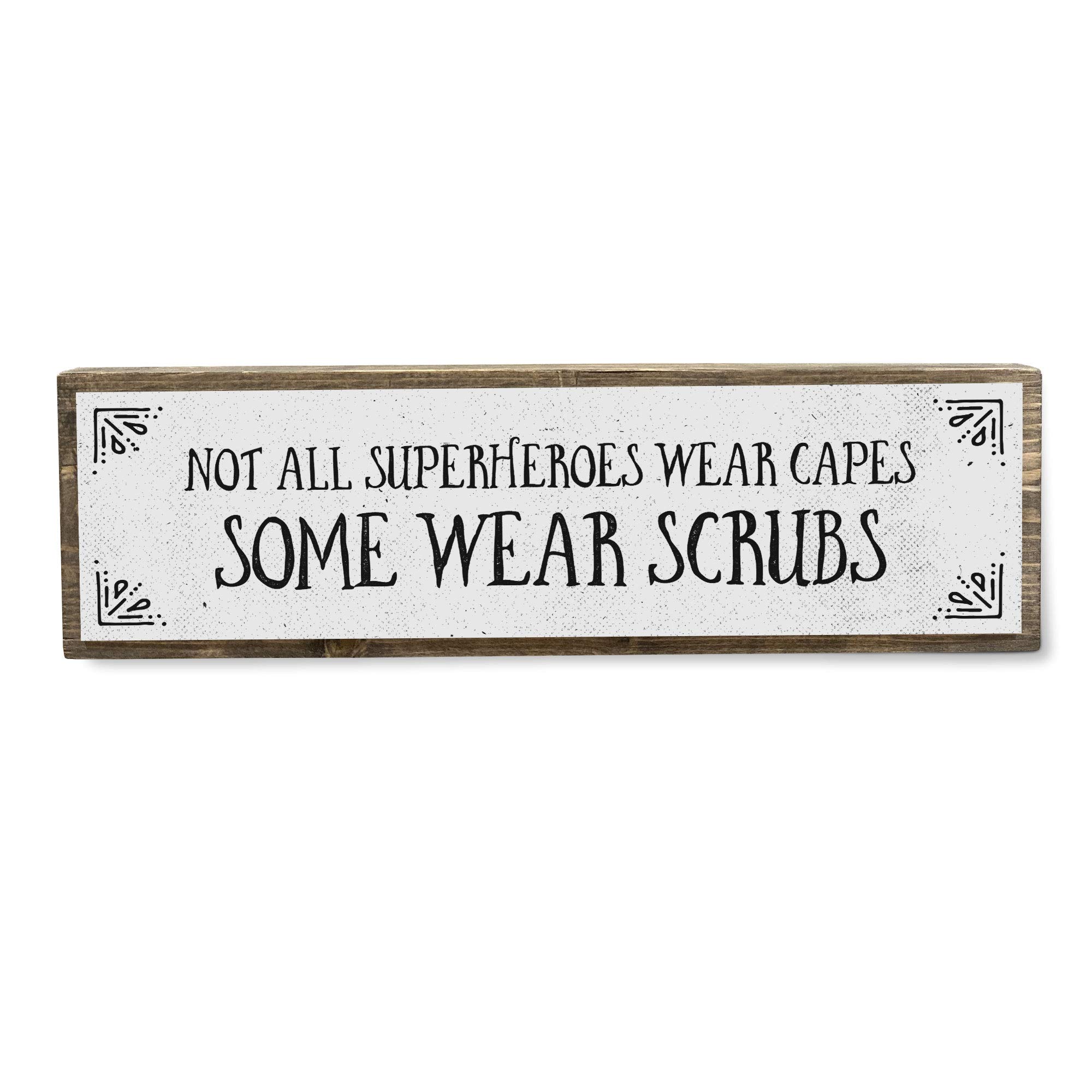 Nurse Wood Signs - Medium Wood and Metal Wall Decor, Not All Superheroes Wear Capes Some Wear Scrubs - Perfect for Hospital, Clinic, or Home Office Decor