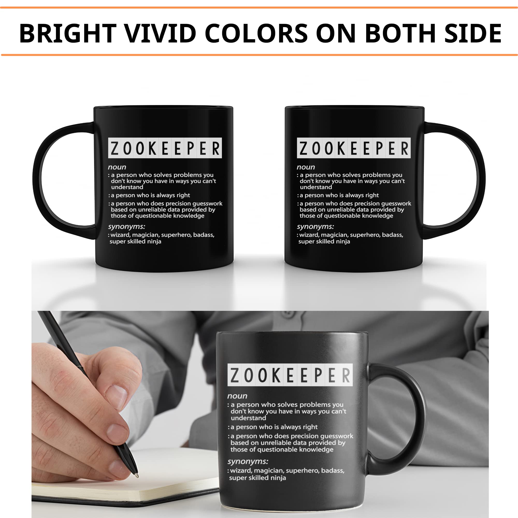 Funny Zookeeper Definition Mug - 11Oz Black Coffee Cup with Humorous Zoo Keeper Quote | Perfect Gift for Animal Lovers & Zoo Enthusiasts