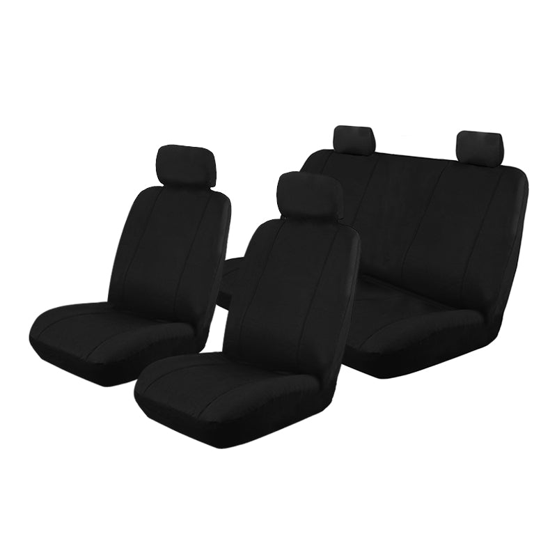Custom Fit Canvas Car Seat Covers for Nissan Navara D40 Dual Cab (2009-2012) - Front & Rear Black Seat Protectors | Durable & Waterproof | Perfect for Off-Roading, Camping & Work Trucks