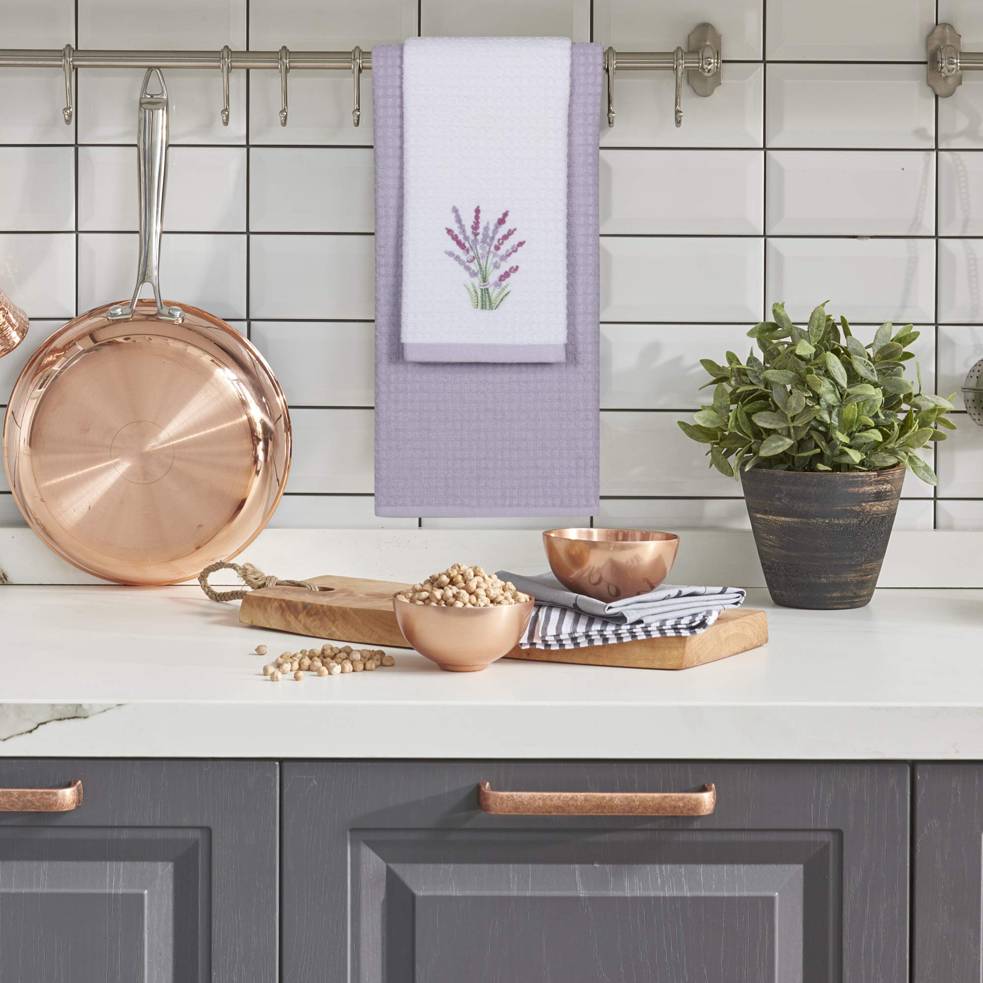 **Ultra Soft & Super Absorbent Cotton Kitchen Towels (24x16 Inches) – Natural Dish Towels Set of 2, Lavender – Perfect for Drying Dishes, Cleaning Countertops & Decor**