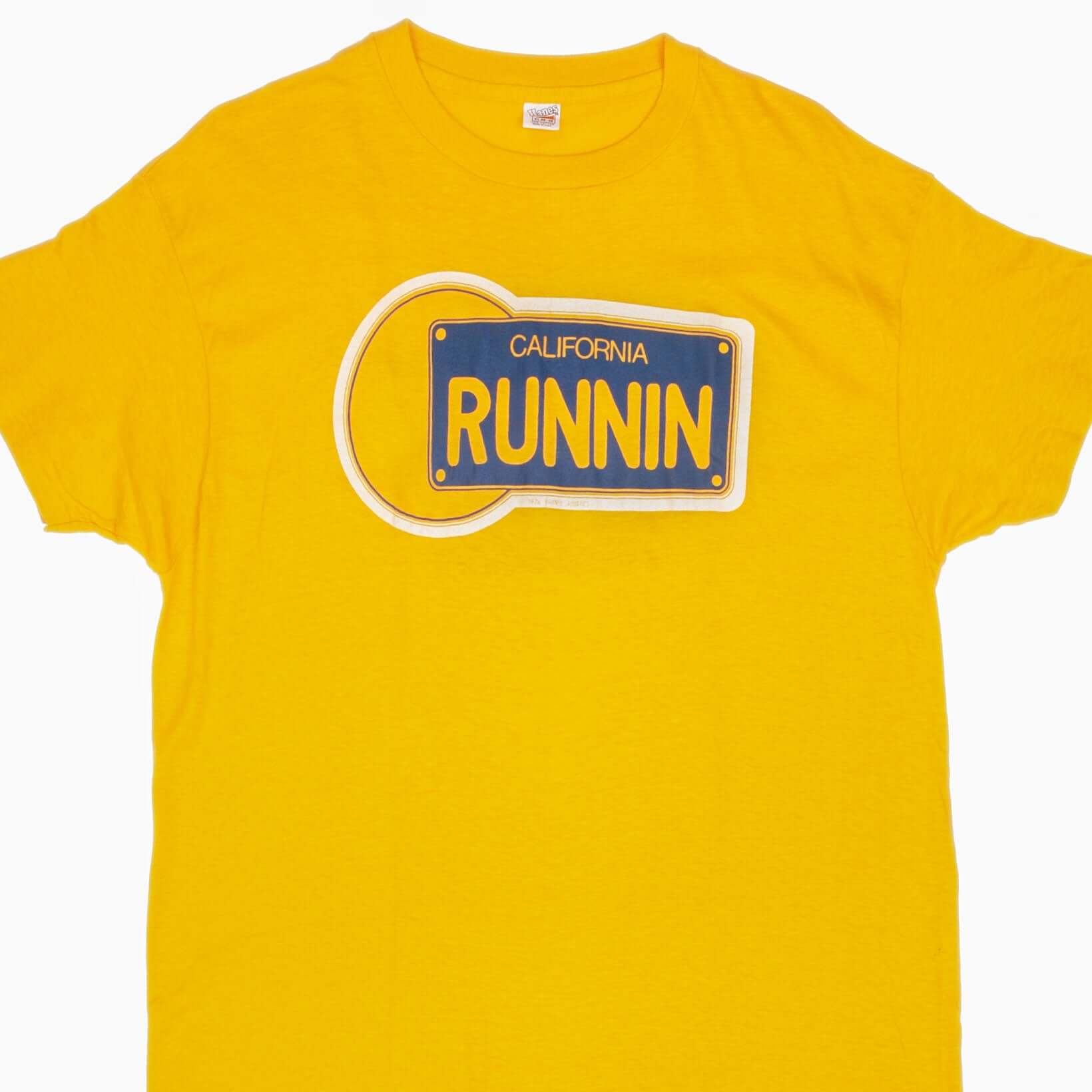 Vintage 1974 California Runnin' Hanes T-Shirt - Size Large - 100% Cotton Made in USA - Retro Graphic Tee for Men & Women - Perfect for Casual Wear, Street Style & Vintage Collections