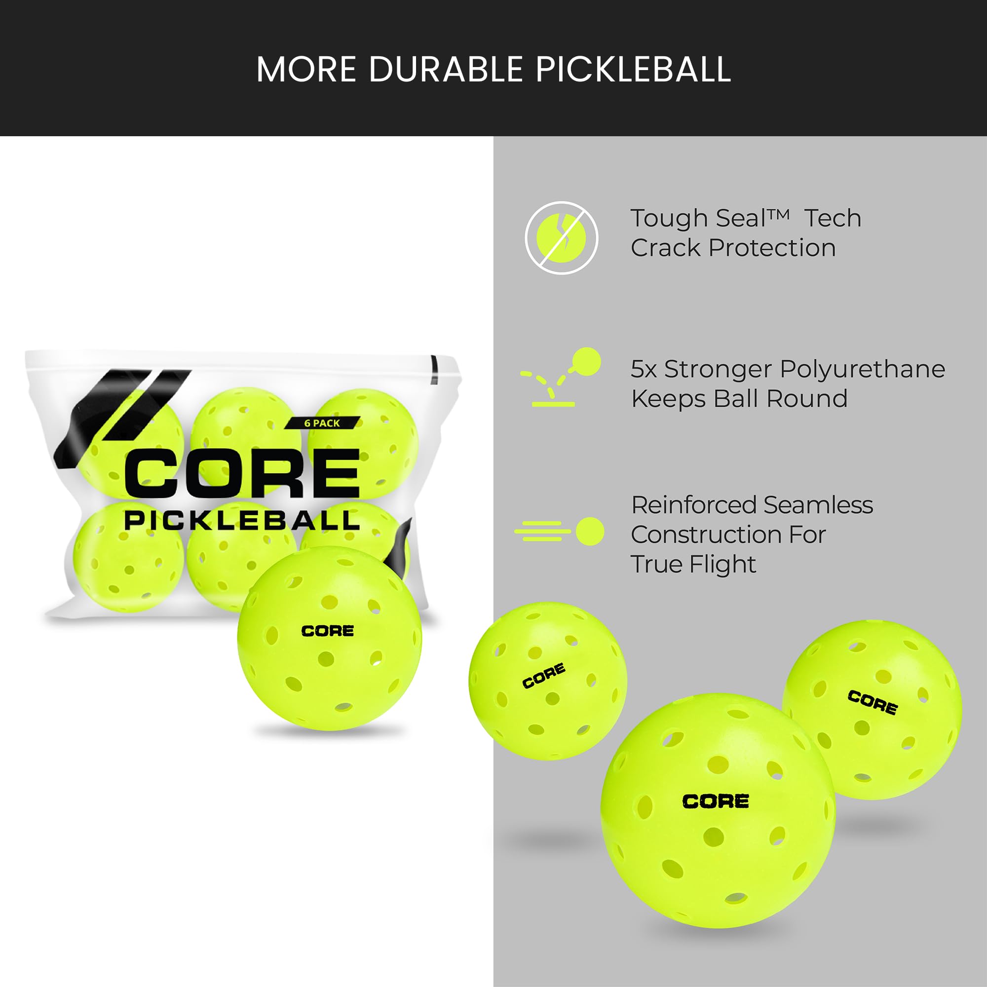 Premium Outdoor Pickleball Balls - Set of 4-50 | Durable Seamless Polypropylene Design with 40 Holes | USA Pickleball Approved for Professionals & All Skill Levels | Perfect for Tournaments, Backyard Games & Outdoor Sports Training
