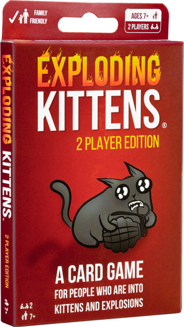 Exploding Kittens 2 Player Edition Card Game - Fun & Strategic Party Game for Adults & Teens - Perfect for Date Nights, Game Nights & Travel