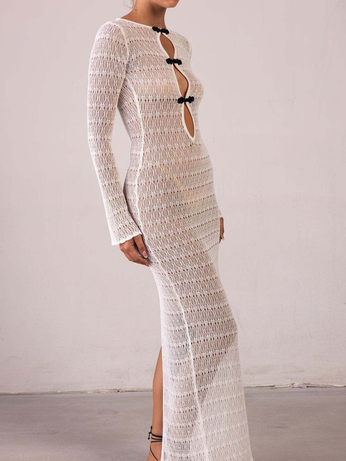 Sexy Fishnet Cover Up Dress for Women - Backless Hollow Out Chinese Style Bikini Beachwear - Perfect for Pool Parties, Beach Vacations & Night Out