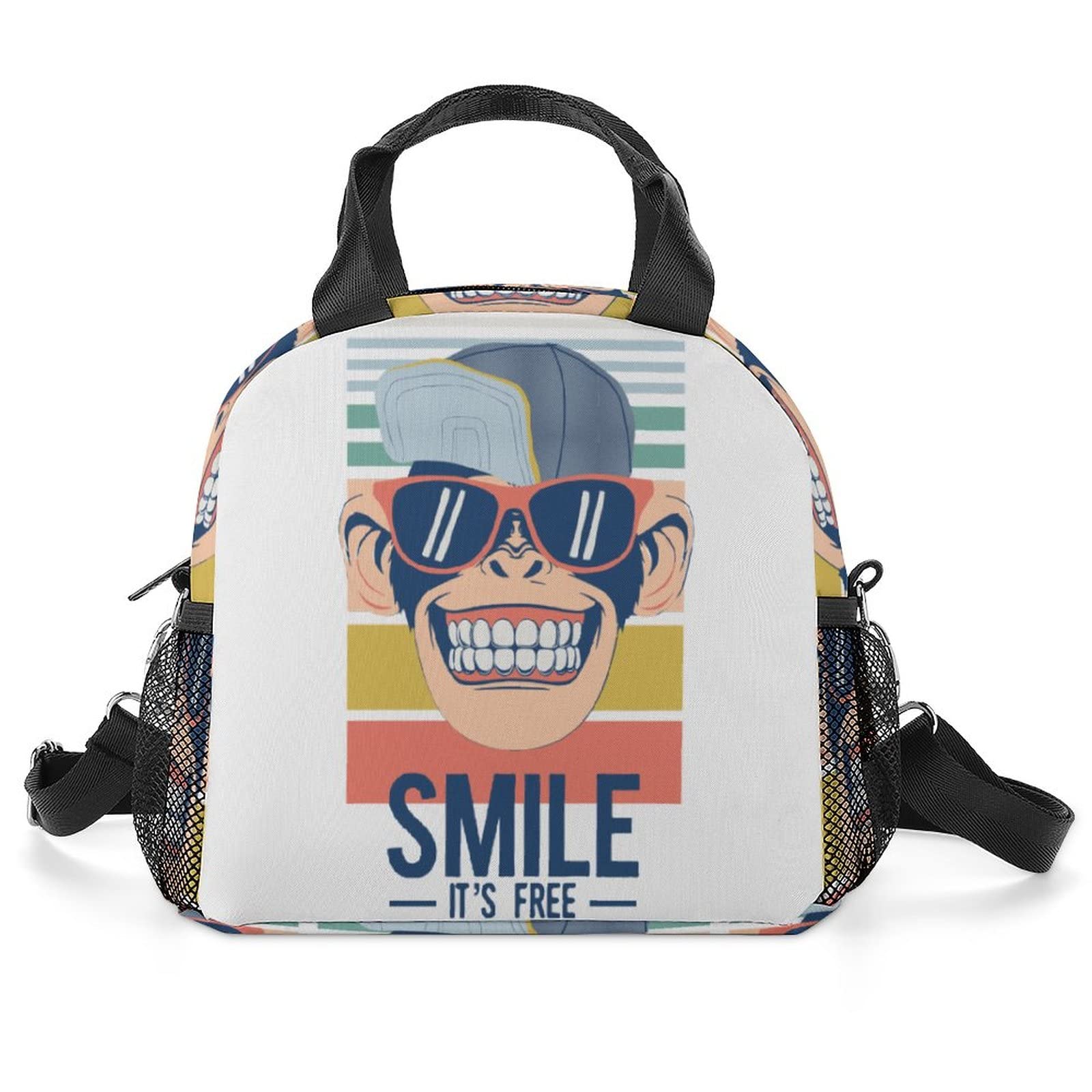 Portable Insulated Lunch Bag for Camping, Hiking, Fishing & School - Funny Orangutan Face Design - Perfect for Outdoor Adventures, Picnics & Kids Lunch Boxes