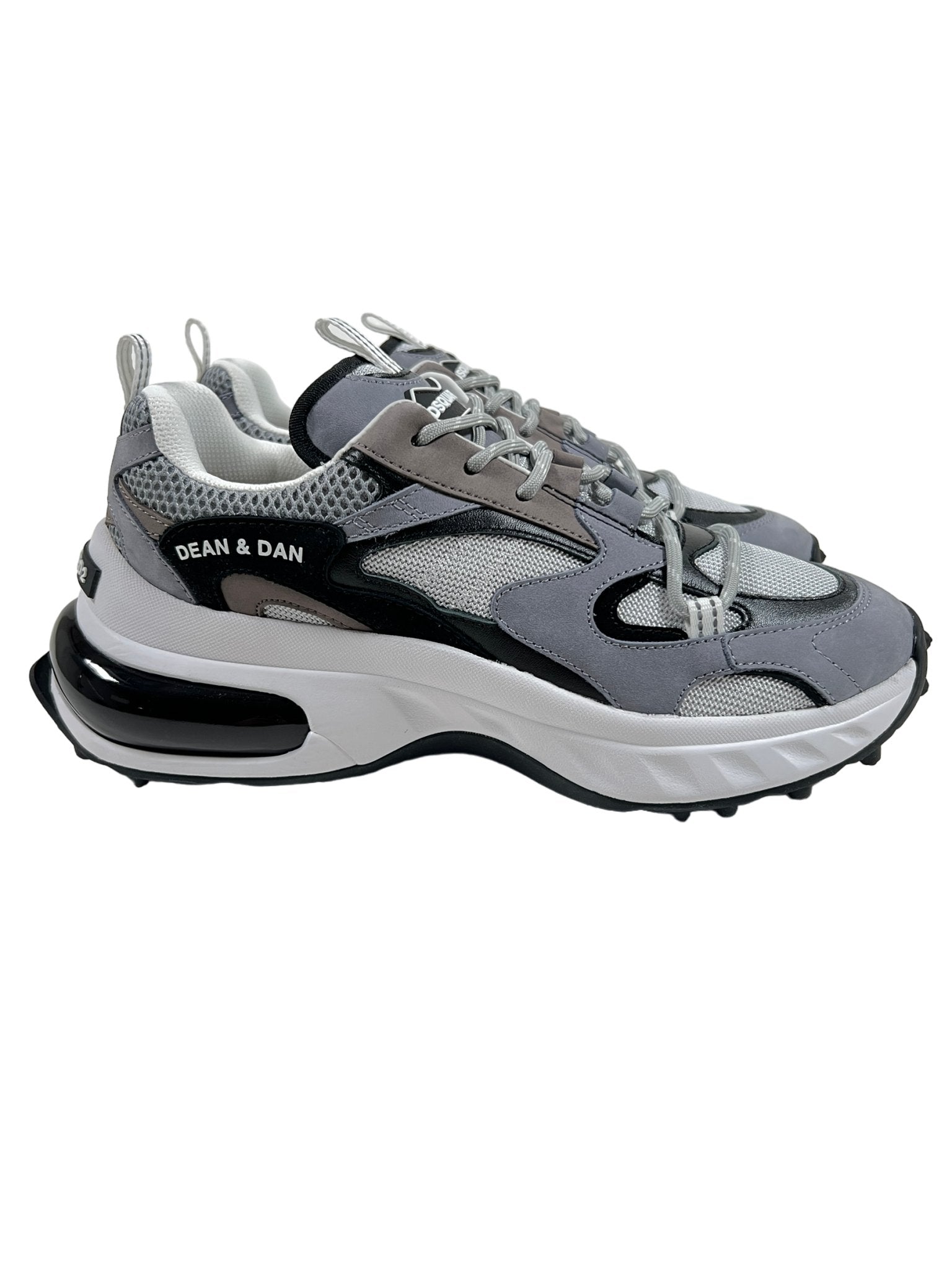 Dsquared2 SNM0307 Men's Sneakers - Mesh & Vitello Denim in Grey/Black | Casual Streetwear Fashion Shoes for Everyday Wear