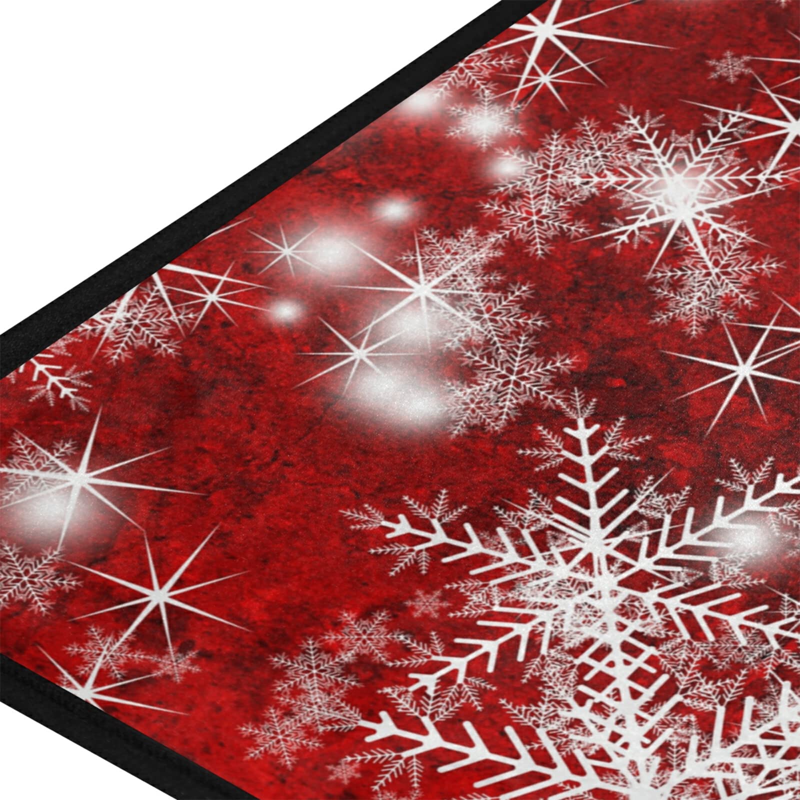 Festive Christmas Kitchen Runner Rug with Snowflake Design - Non-Slip Holiday Doormat for Bathroom, Kitchen & Indoor Use (39