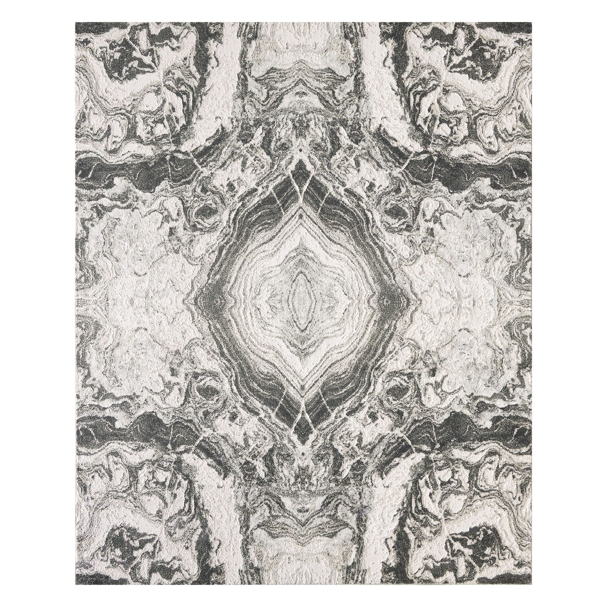 Edenbrook Gray Marble Low Pile Area Rug 8x10 - Soft Living Room Carpet for High Traffic Areas - Perfect for Home, Office & Bedroom Decor