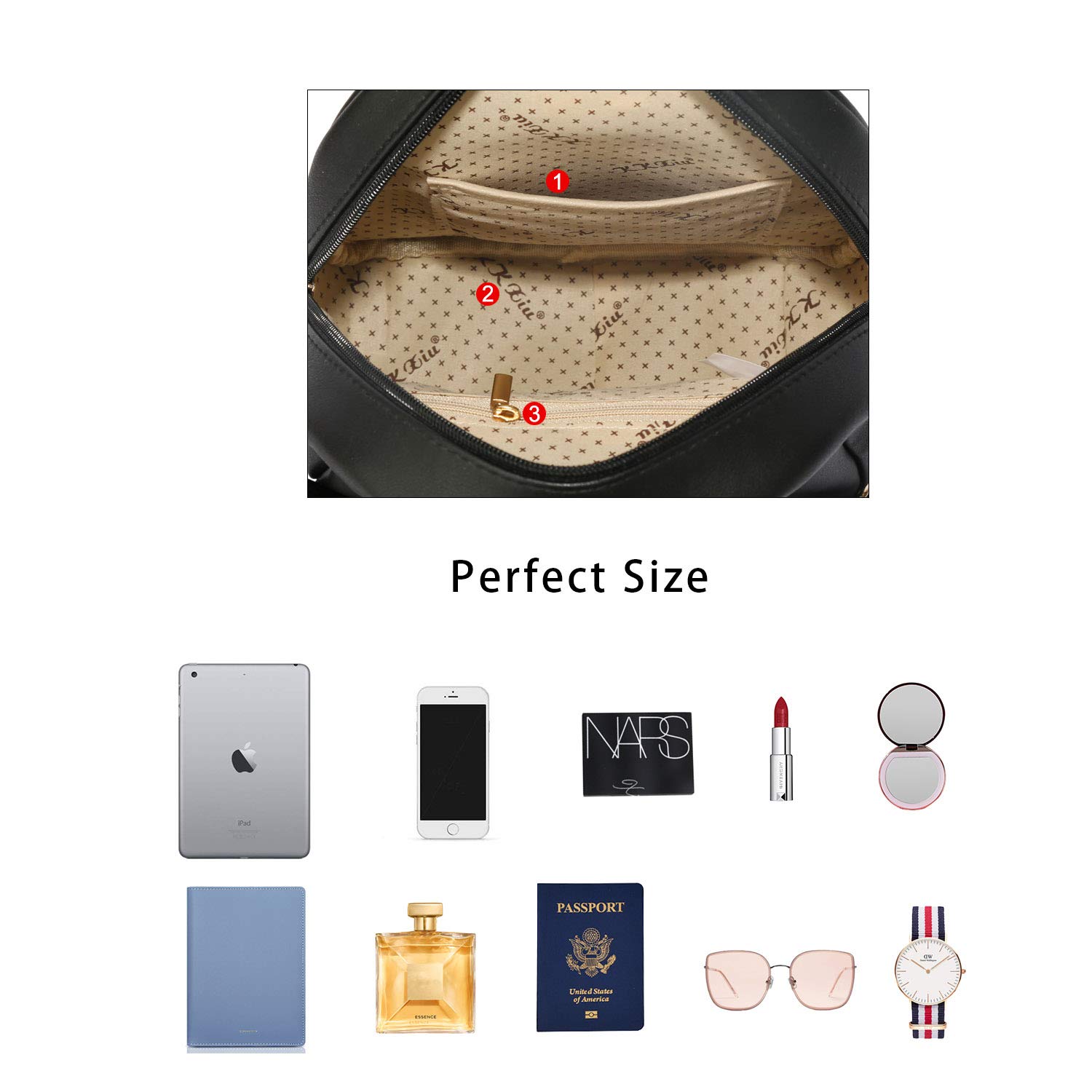 KKXIU Small Backpack Purse for Women - Stylish Synthetic Leather Quilted Mini Daypack with Tassel, Fashionable Ladies Bookbag - Perfect for Work, School, Travel & Daily Use