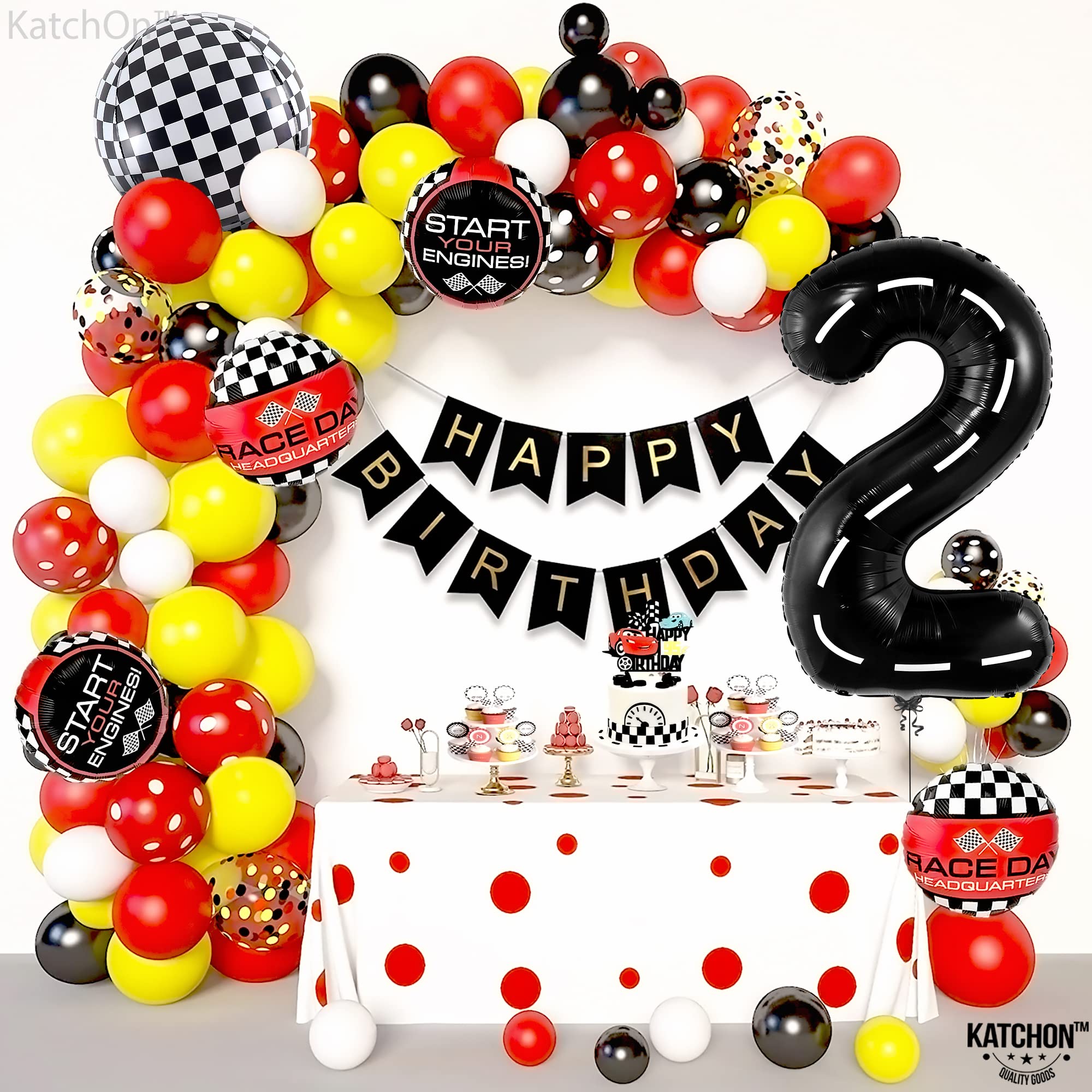 KatchOn Giant 40 Inch Two Fast Balloons - Number 2 Balloon for Two Fast Birthday Party Decorations | Perfect for Two Fast Themed Parties, Baby Showers & Curious Boy Birthday Celebrations