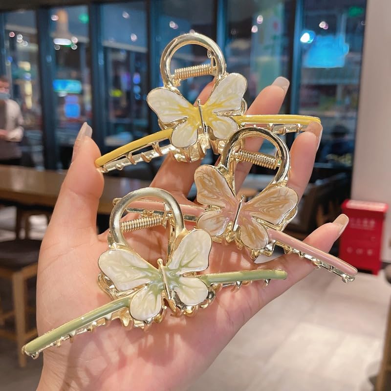 Samyak 2-Piece Butterfly Hair Clips for Women & Girls - Metallic Hair Claws Clutch Set in Assorted Colors (Solid) - Perfect for Parties, Weddings, and Everyday Hairstyles