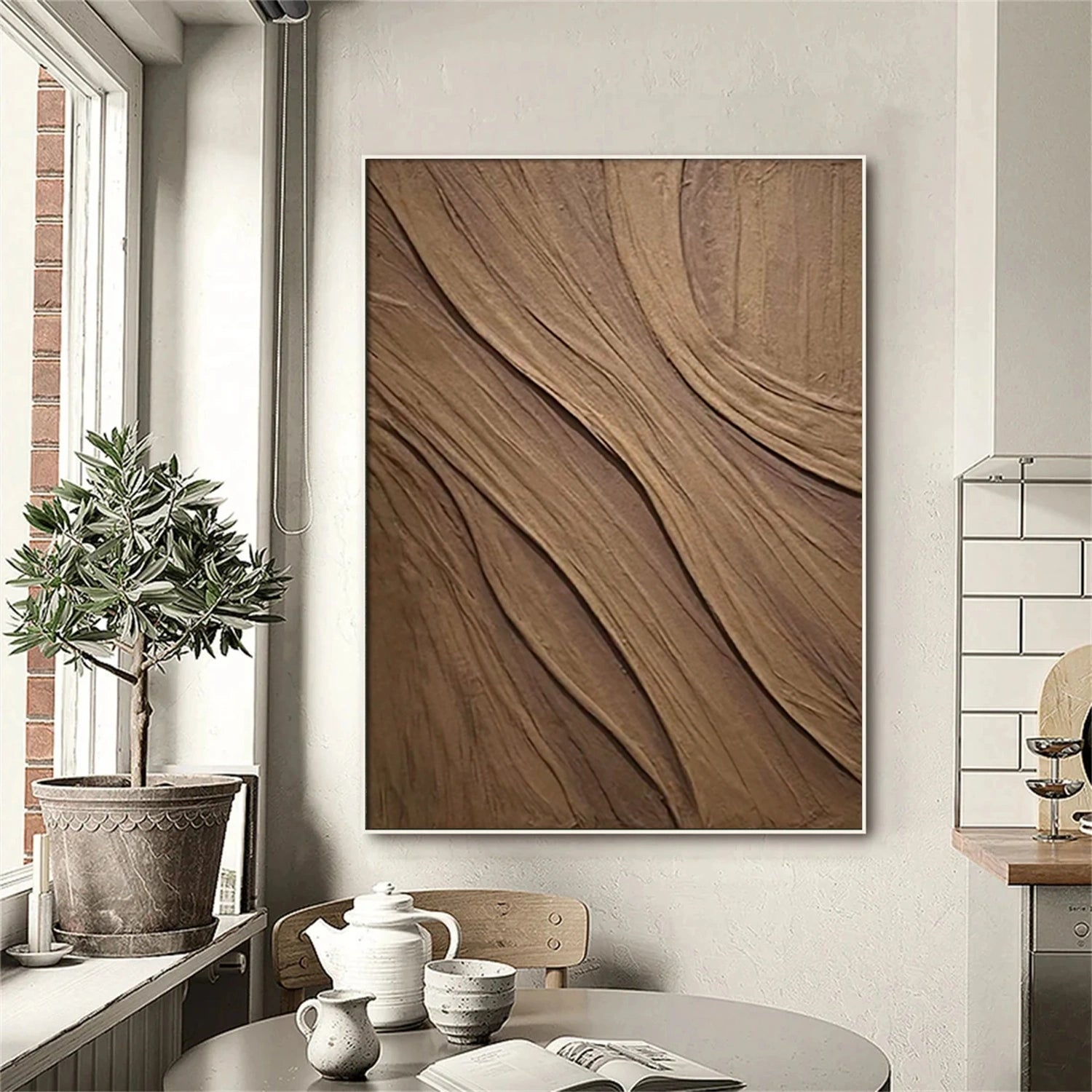 Beige & Brown Abstract Wall Art Print #BB117 - Modern Home Decor for Living Room, Bedroom & Office