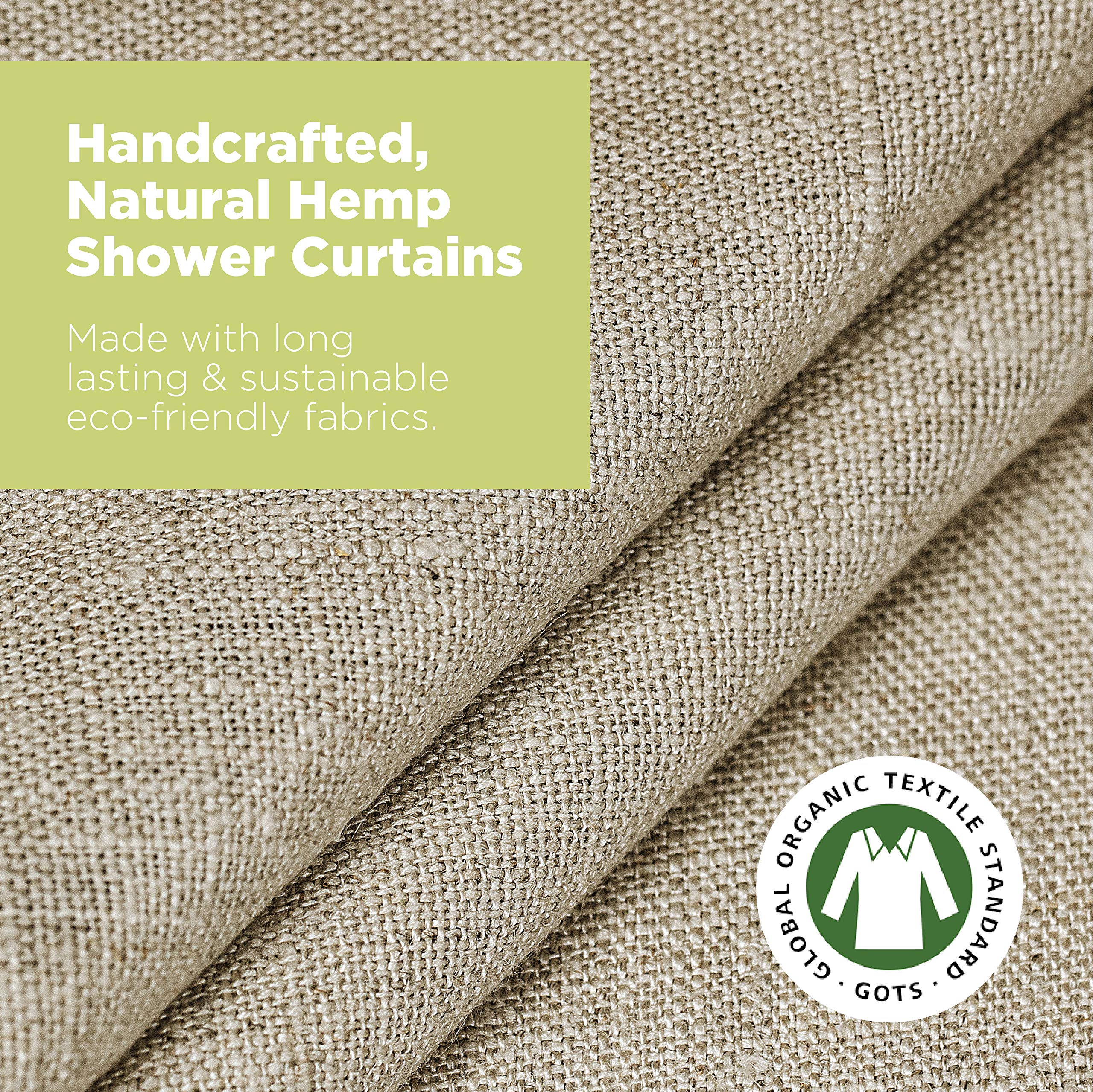 Organic Hemp Shower Curtain 36x74 Inches - Natural Bathroom Decor for Tub & Stall Showers | Eco-Friendly, Breathable & Mold Resistant | USA Made Home Spa & Coastal Style Bath Essentials